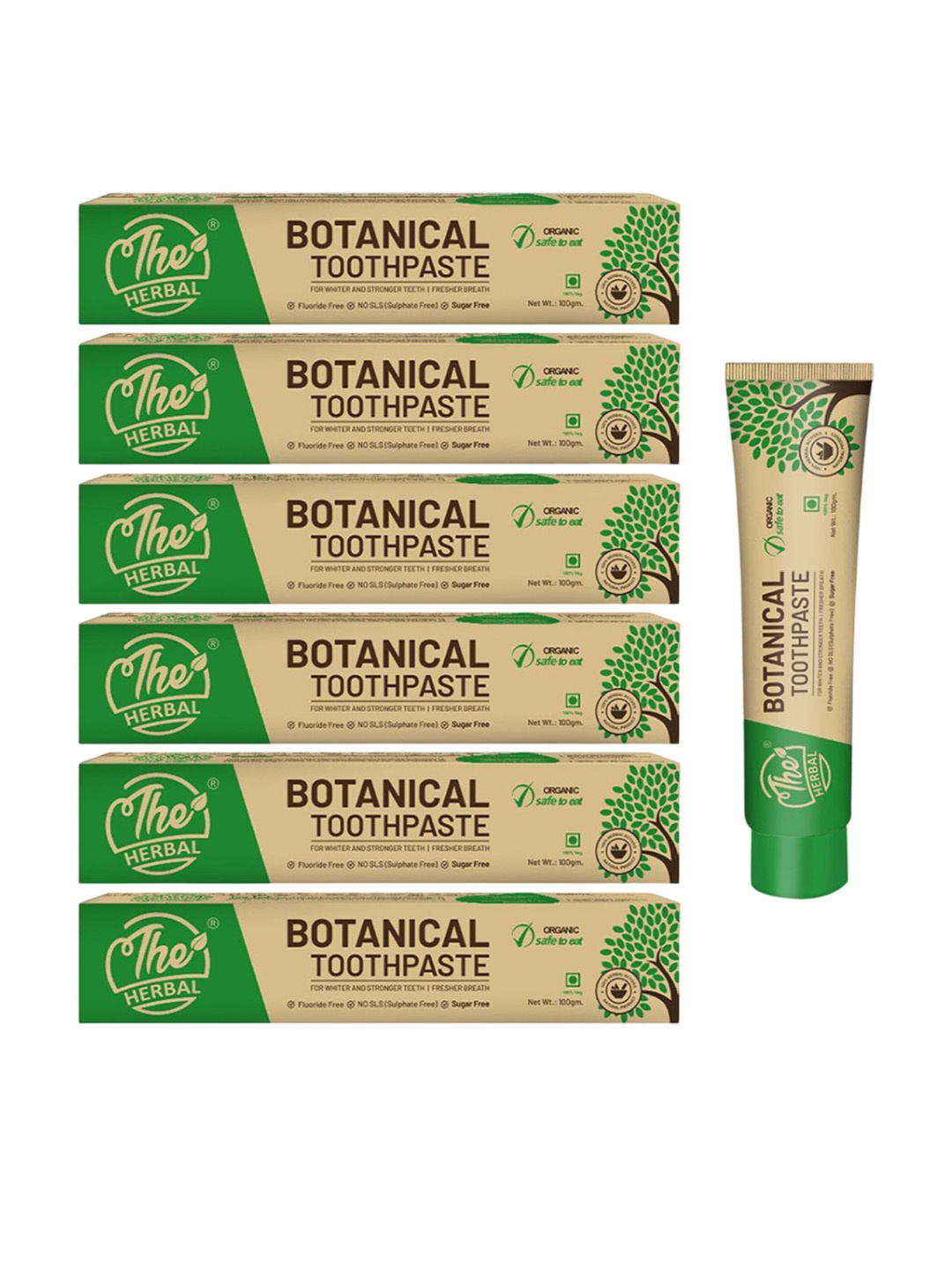 

The Herbal Set Of 6 Botanical Teeth Whitening Toothpaste - 100 g Each, Brown
