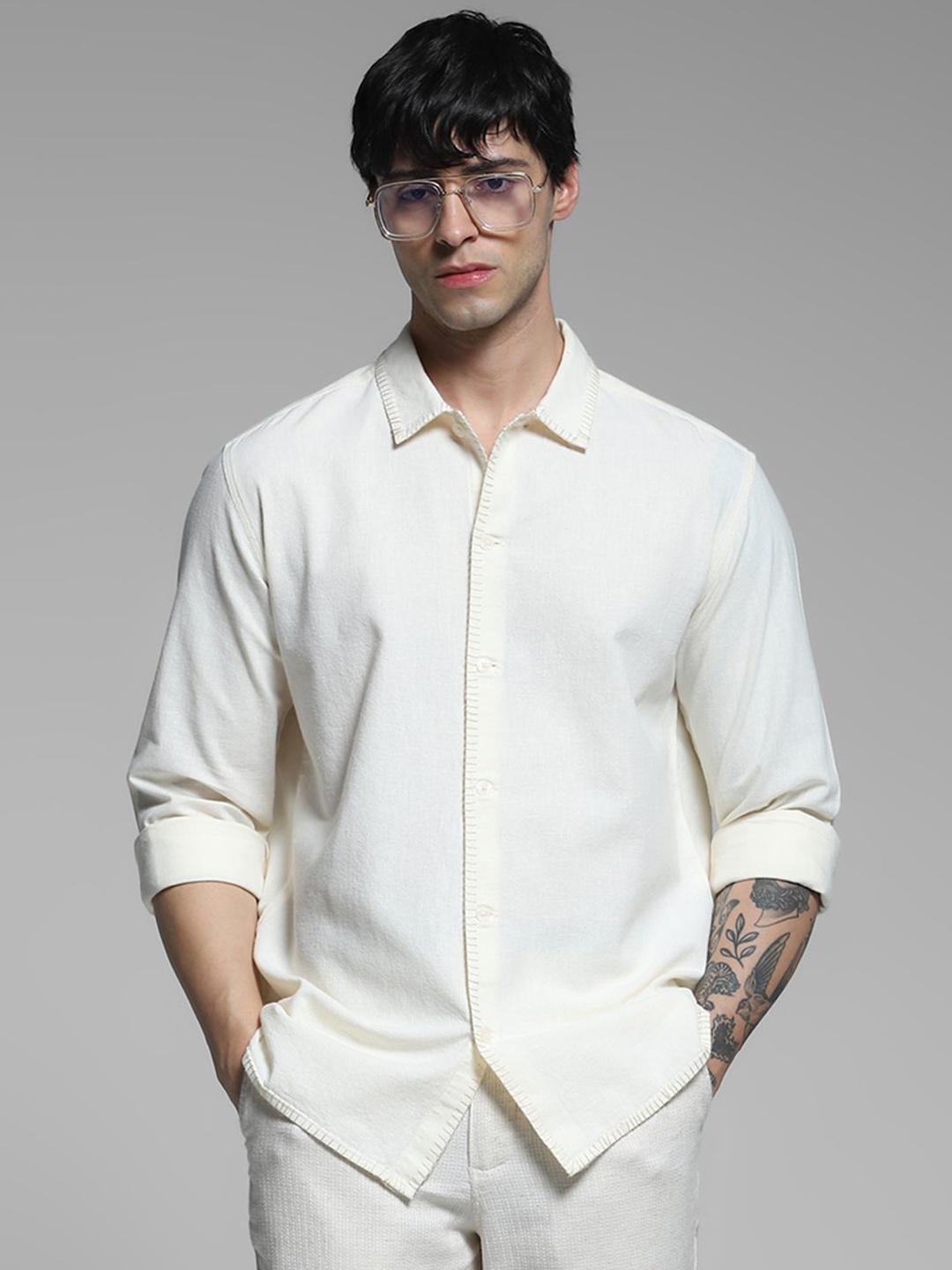 

Jack & Jones Men Opaque Casual Shirt, White