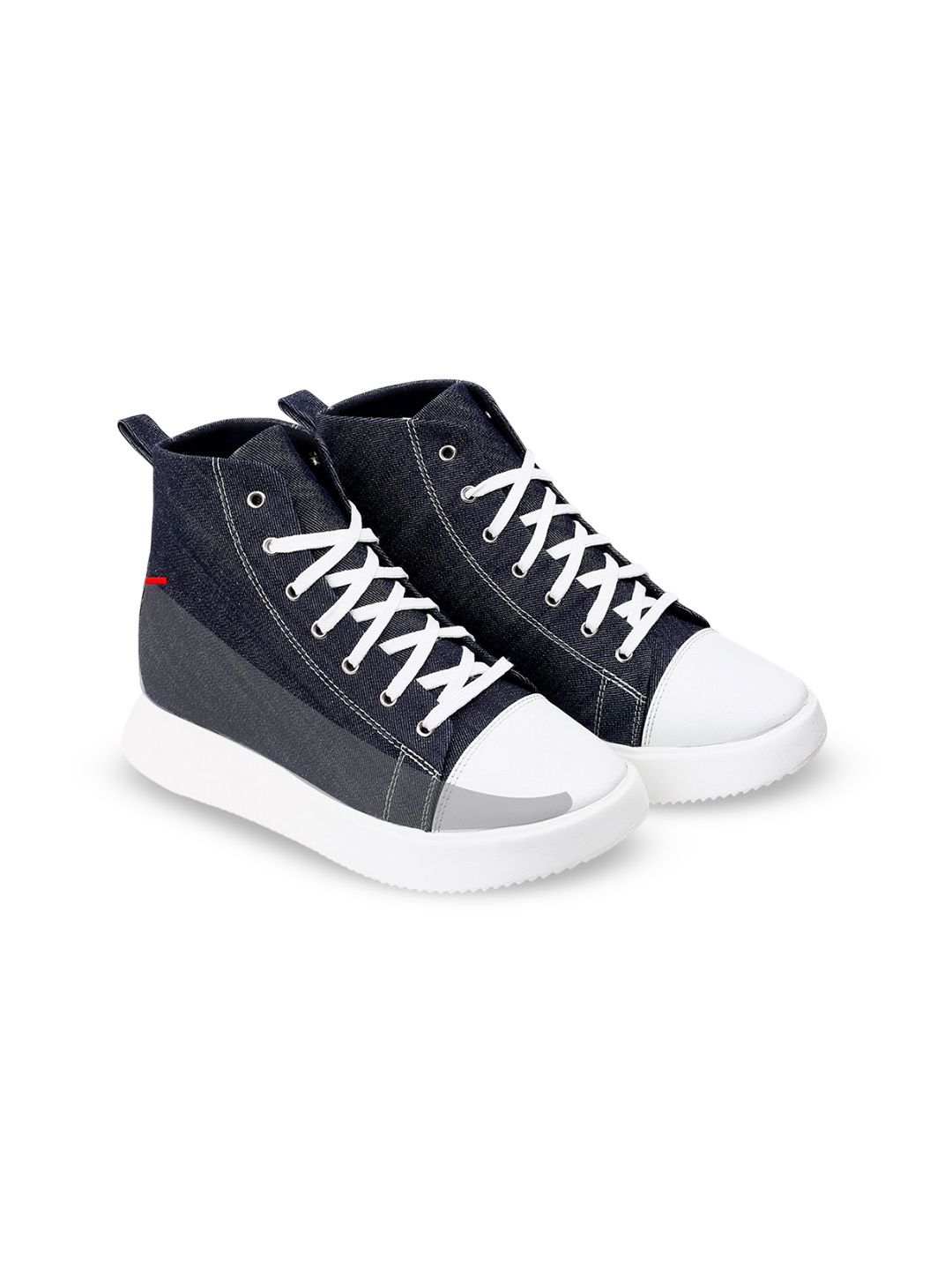

riffway Men Denim Sneaker Boots, Black