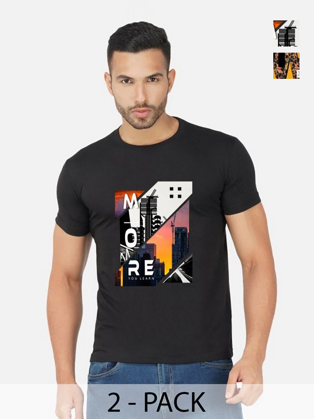

GLOBAL NOMAD Men 2 Printed Bio Finish Pockets T-shirt, Black