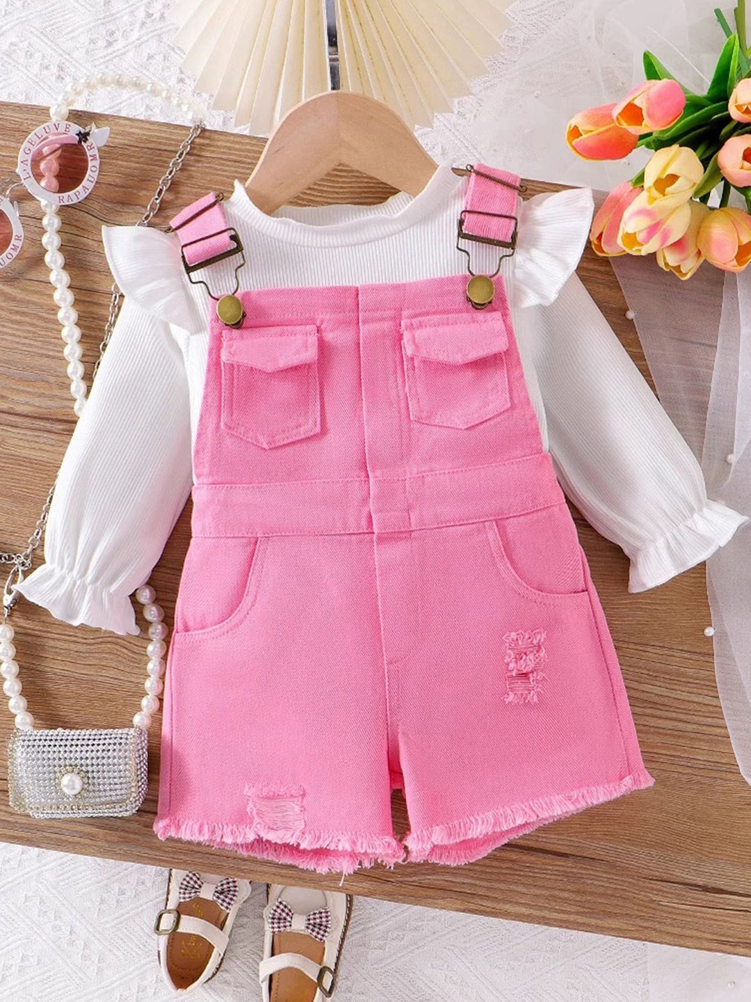 

LULU & SKY Infants Dungaree With T-Shirt, Pink