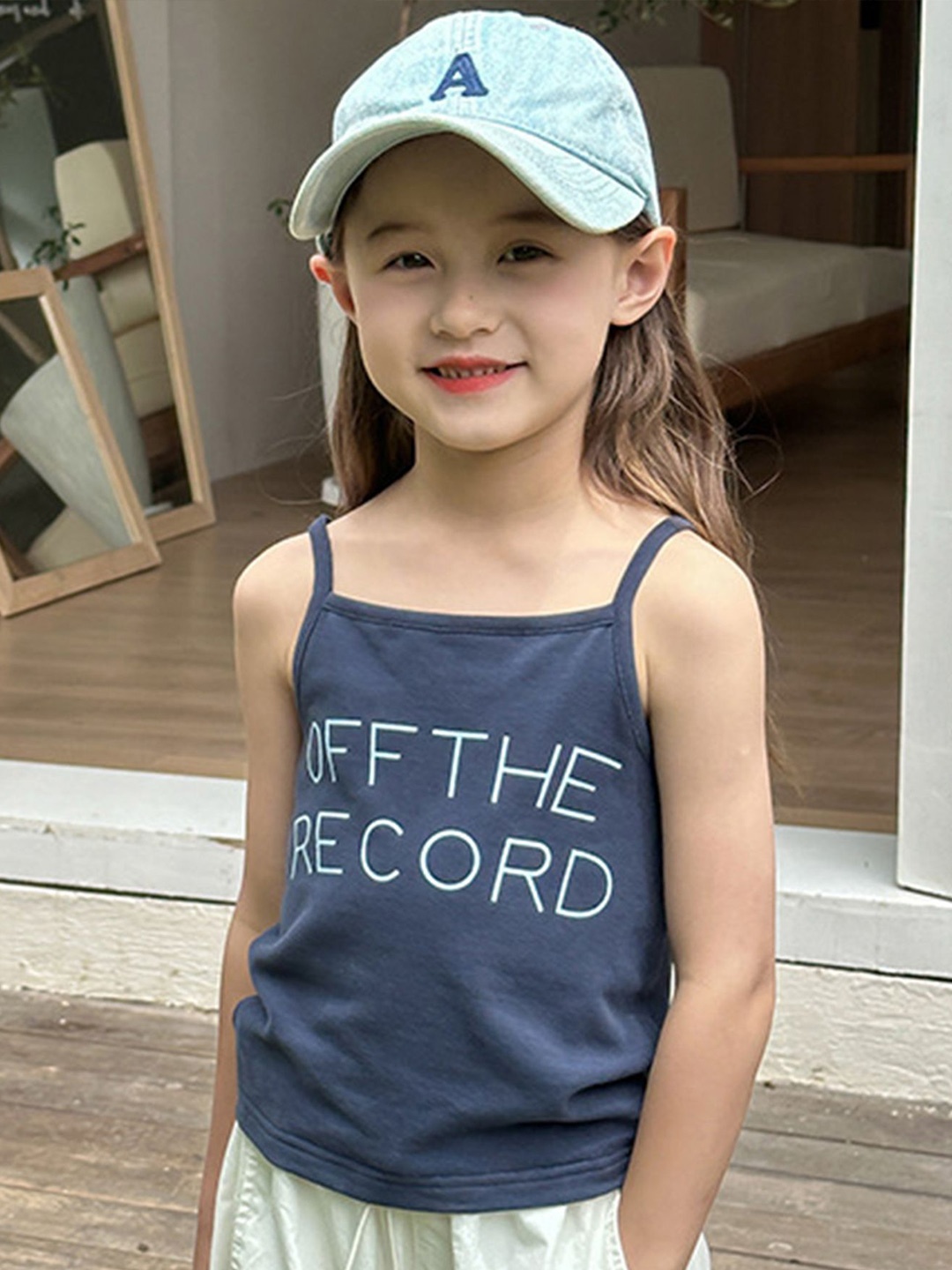 

LULU & SKY Print Cotton Top, Navy blue