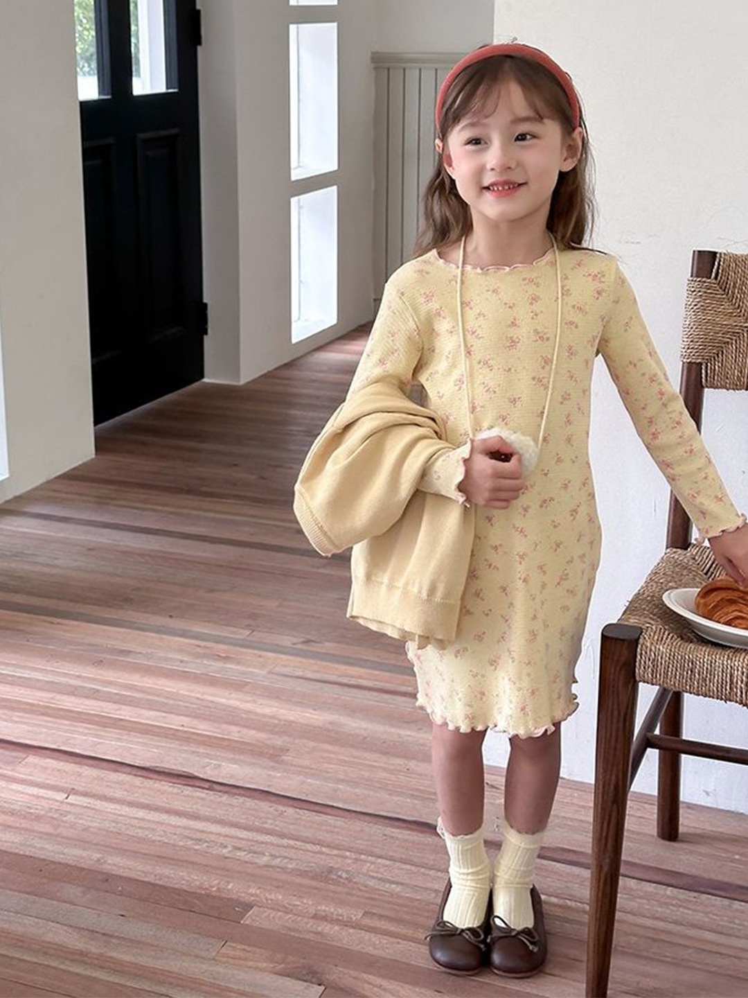 

LULU & SKY Bell Sleeve A-Line Dress, Beige