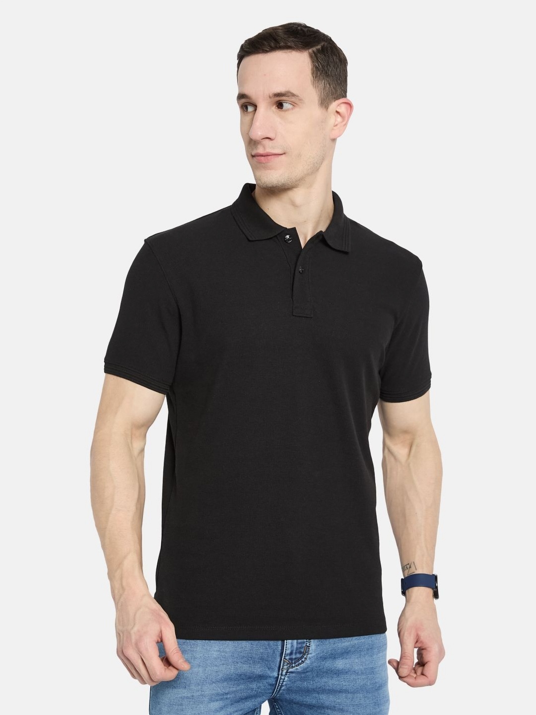 

Octave Men Polo Collar T-shirt, Black