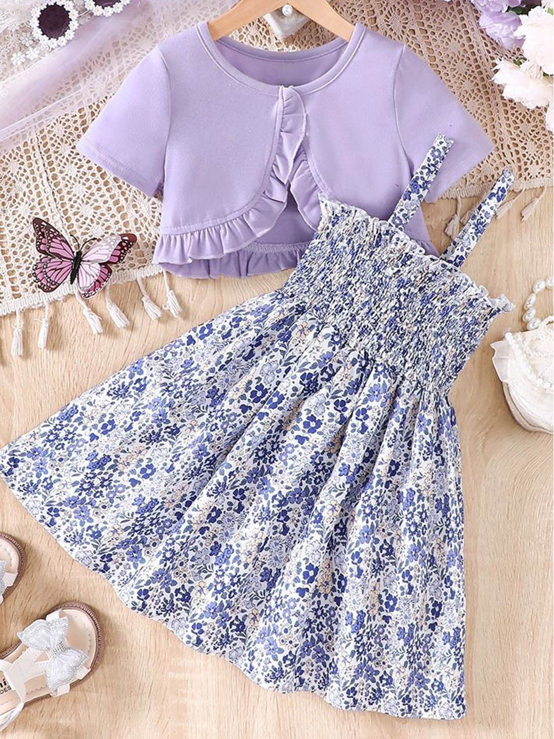 

LULU & SKY Girls Top with Skirt, Purple