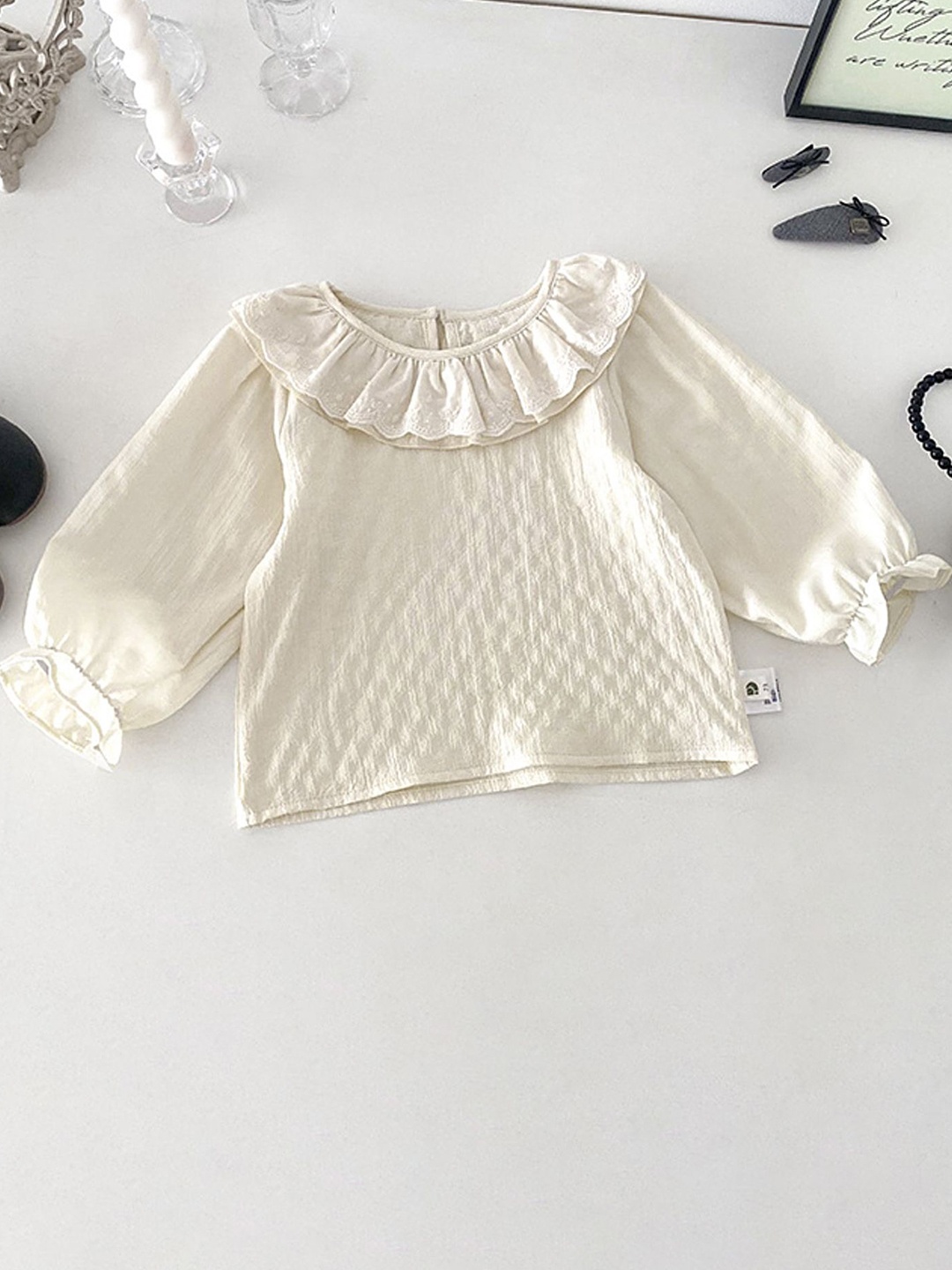 

LULU & SKY Puff Sleeve Cotton Top, Beige