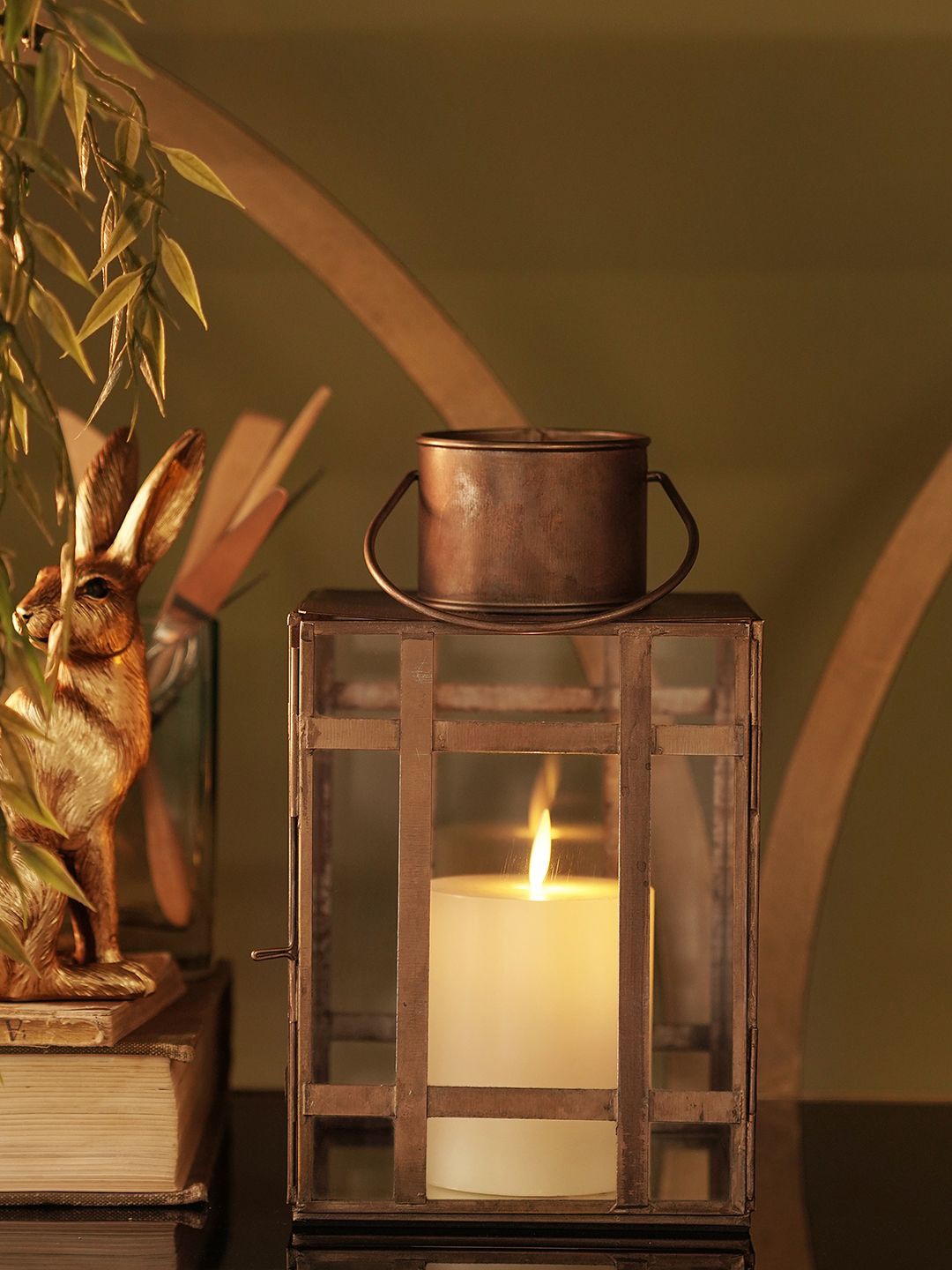 

Pure Home and Living Brown & Transparent Candle Holder