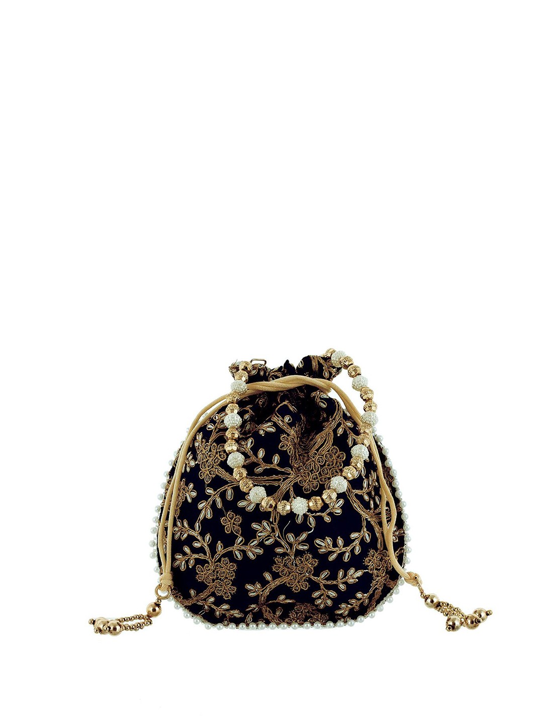 

Kuber Industries Unisex Embroidered Potli Clutch, Black