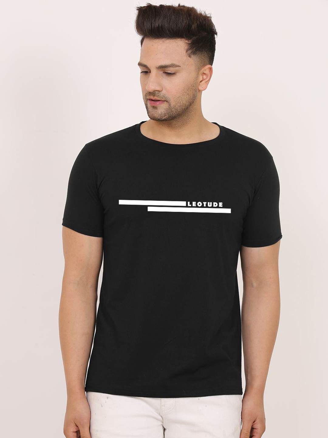 

Leotude Men Printed T-shirt, Black