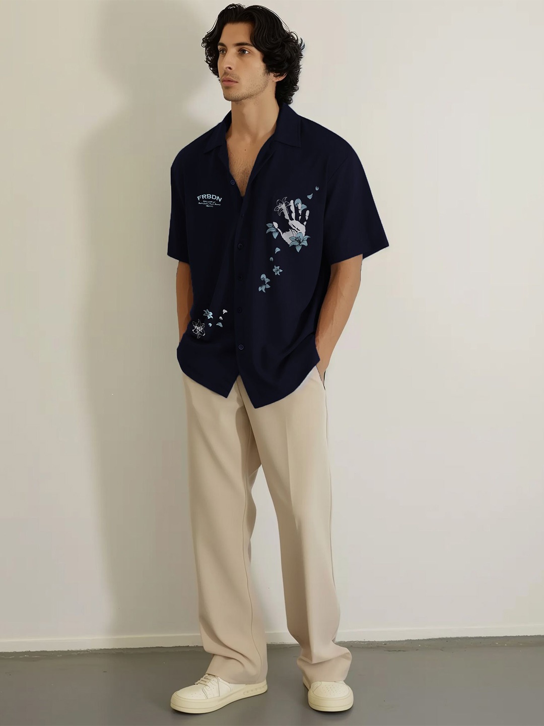 

The Forbidden Fruit Men Opaque Casual Shirt, Navy blue