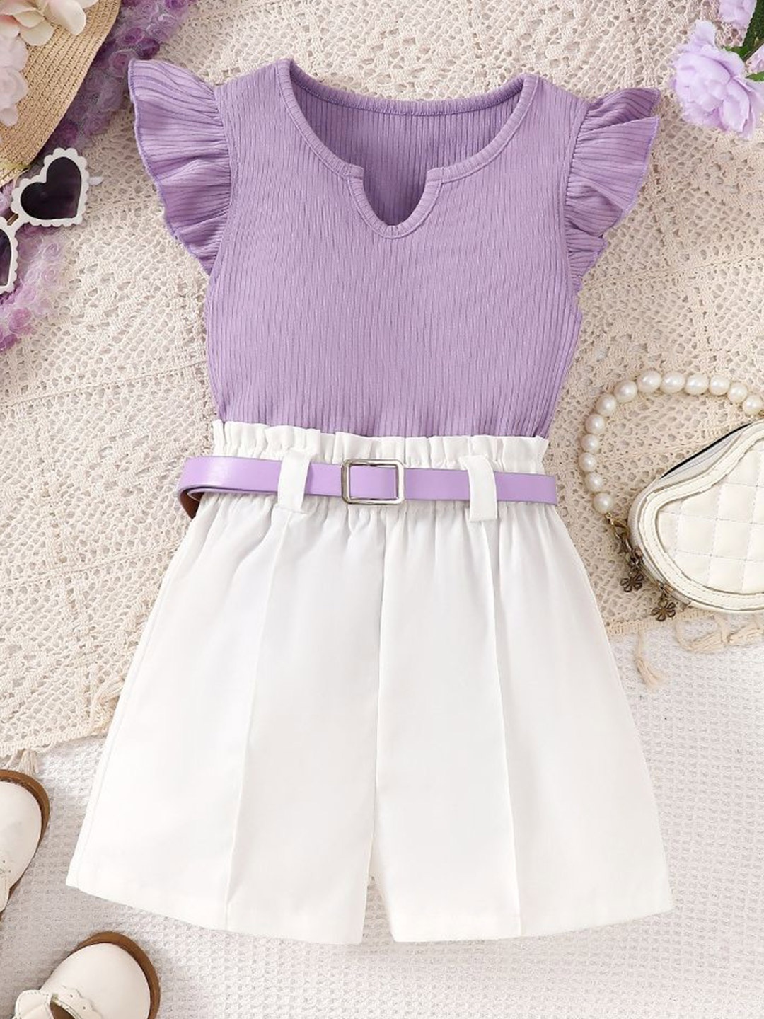 

LULU & SKY Girls Top with Shorts, Purple