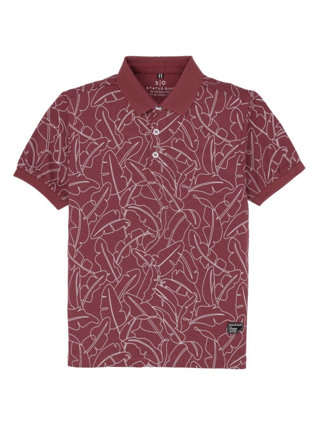 

Status Quo Boys Printed Polo Collar Tropical Pockets T-shirt, Mauve