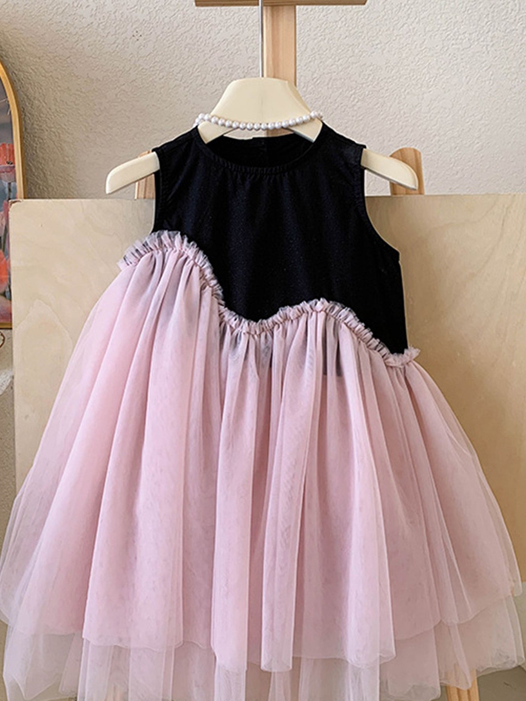 

LULU & SKY Colourblocked Fit & Flare Dress, Pink