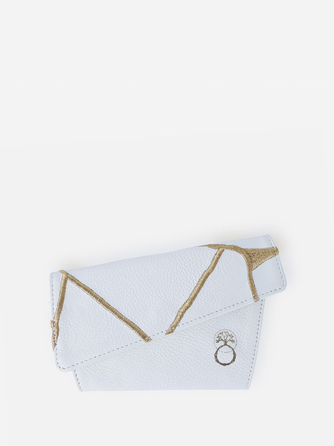 

Econock Women 2 Textured Embellished Leather Three Fold Wallet, Off white