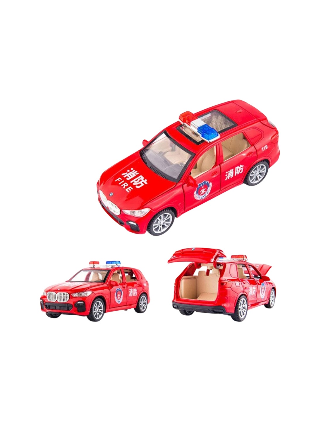 

DEZICON Kids Scale Model Diecast Metal Light Sound Pull Back Toy Car, Red