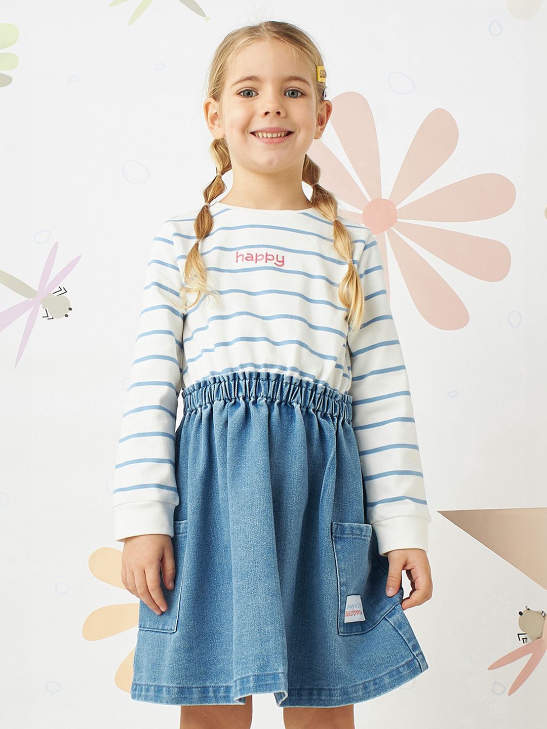 

max Striped Fit & Flare Dress, Blue