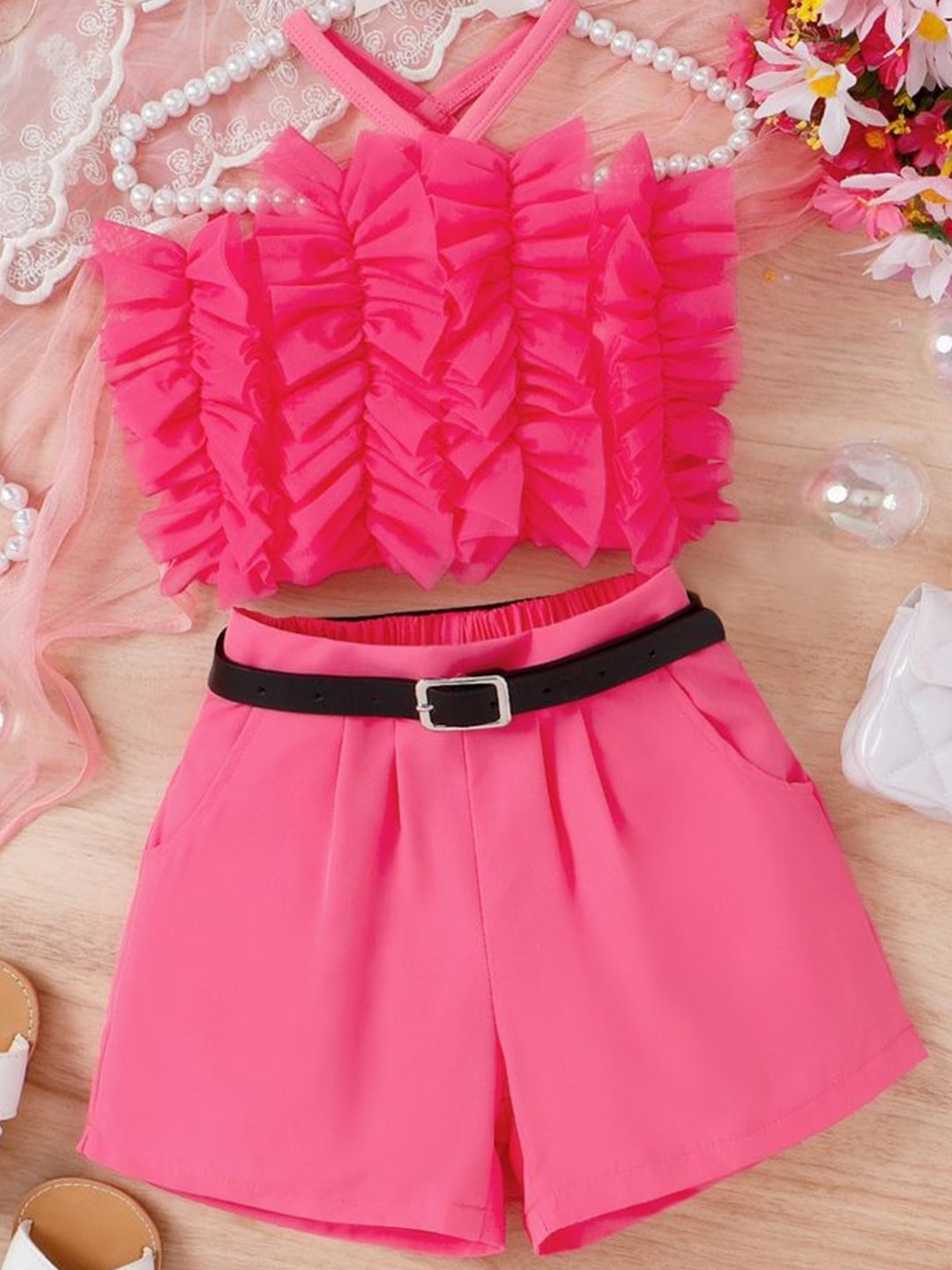 

LULU & SKY Girls Top with Shorts, Rose