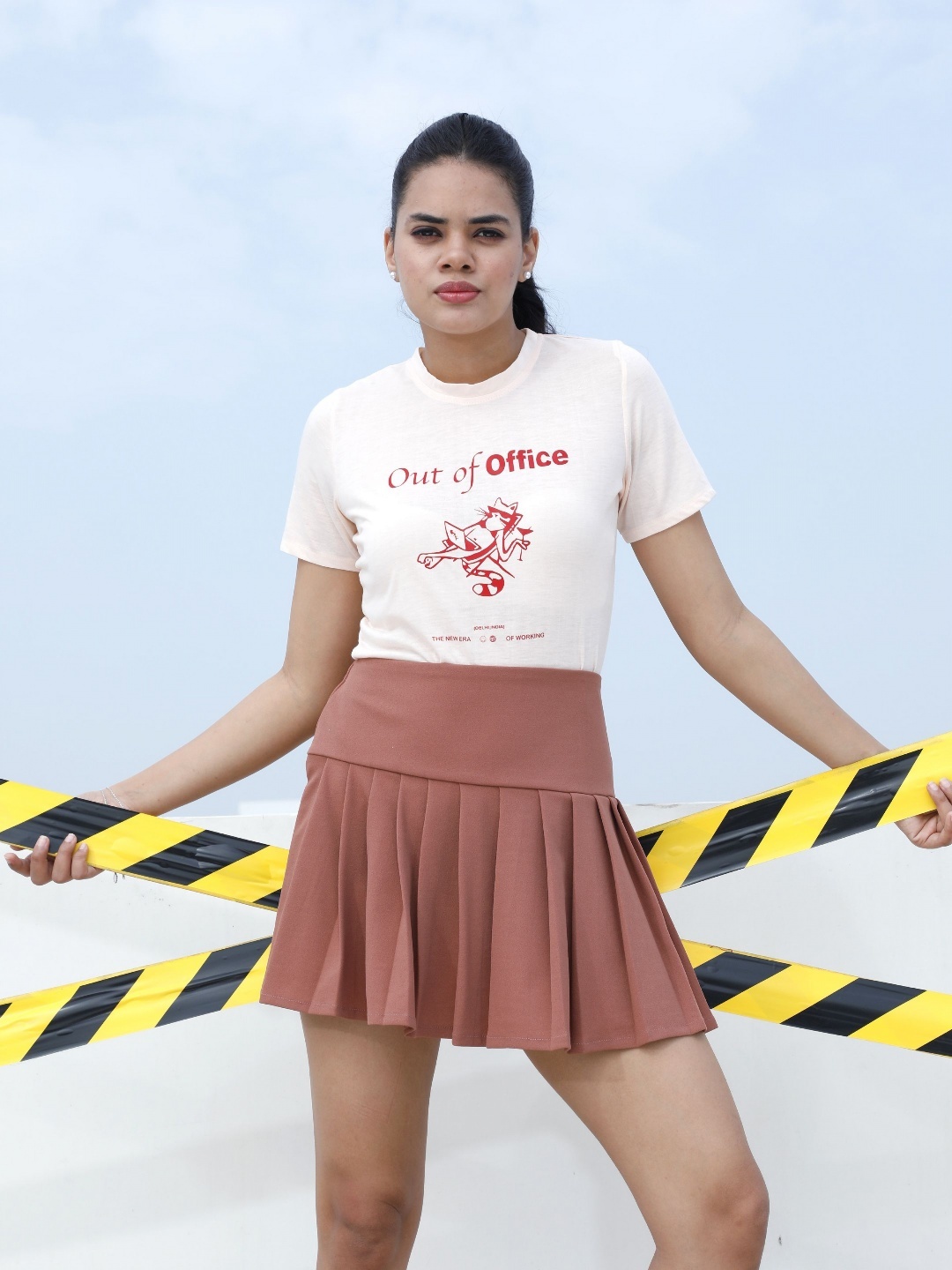 

Athena Unapologetic Women Typography Printed T-shirt, Peach