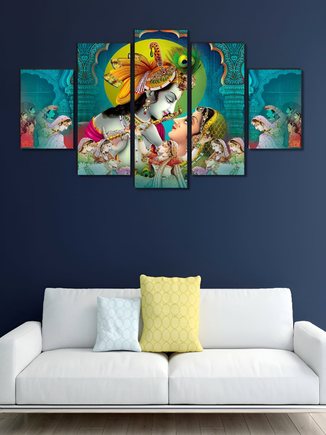 

Myntra Elegant Homes Grey & Gold-Toned 5 Piece Wood Religious Wall Paintings