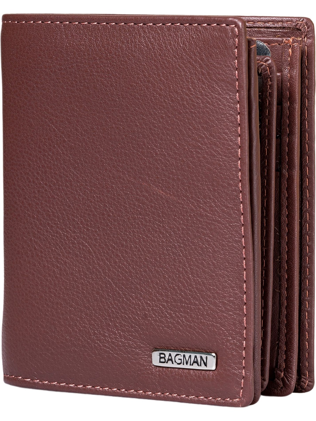 

BAGMAN Men Leather Two Fold Wallet, Maroon