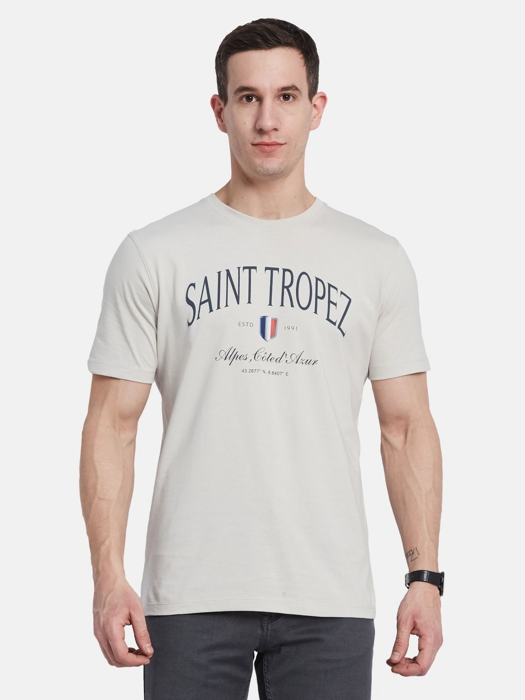 

Octave Men Printed T-shirt, Grey
