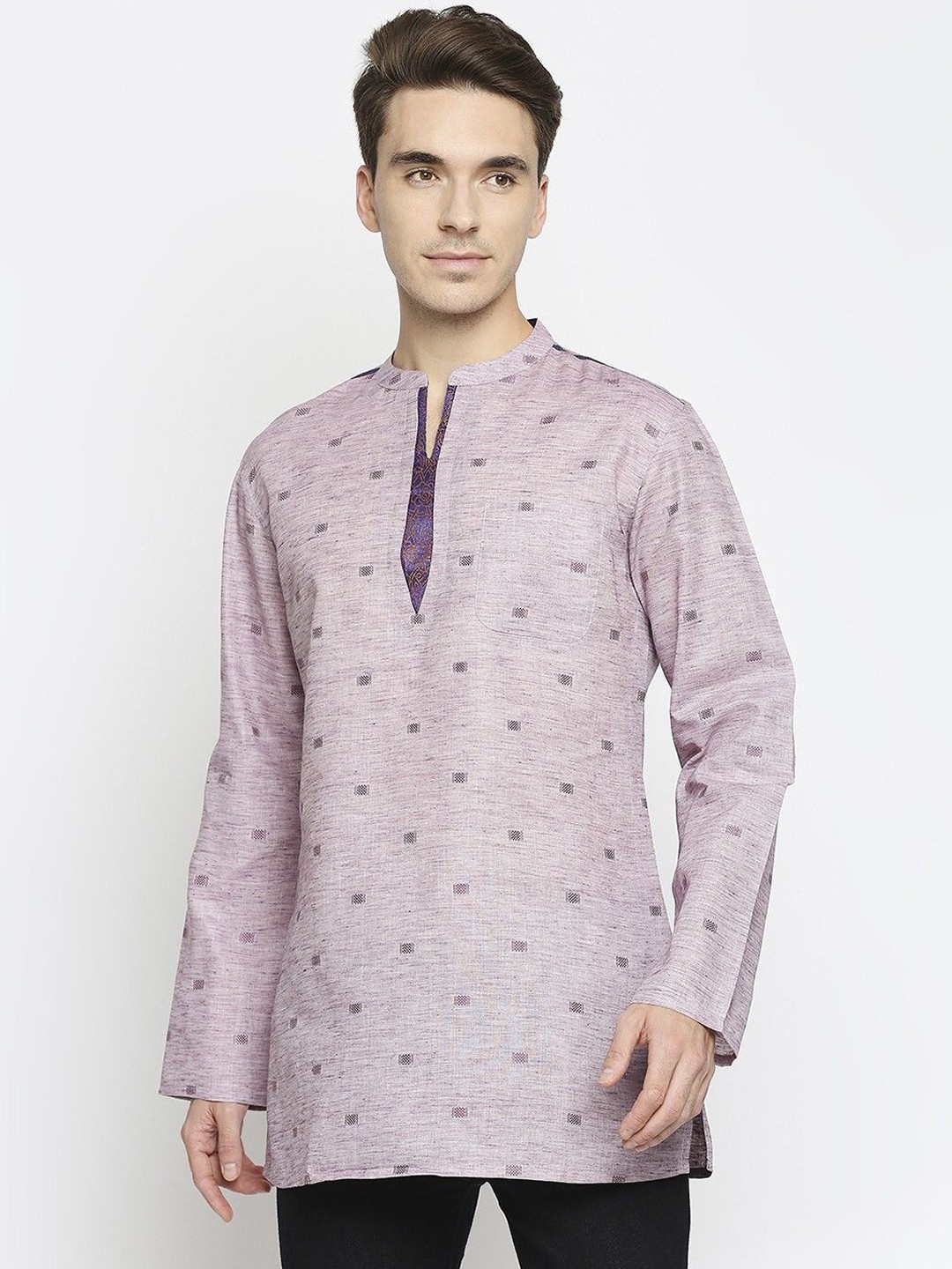 

Arch element Men Embroidered Thread Work Kurta, Purple