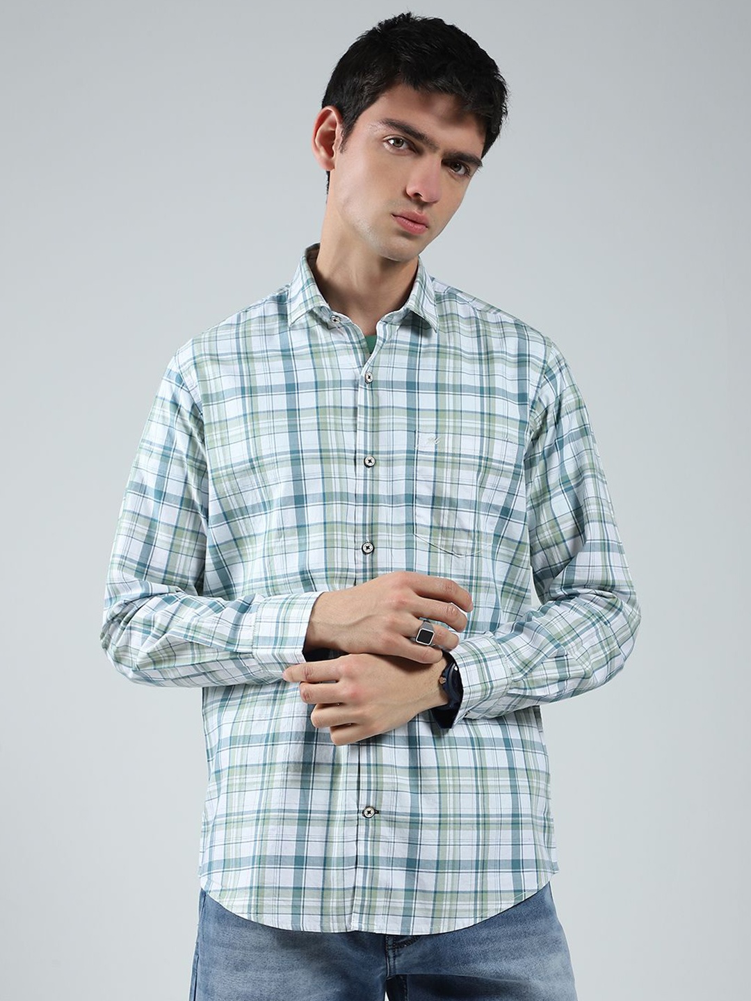 

Monte Carlo Men Tartan Checks Opaque Checked Casual Shirt, Green