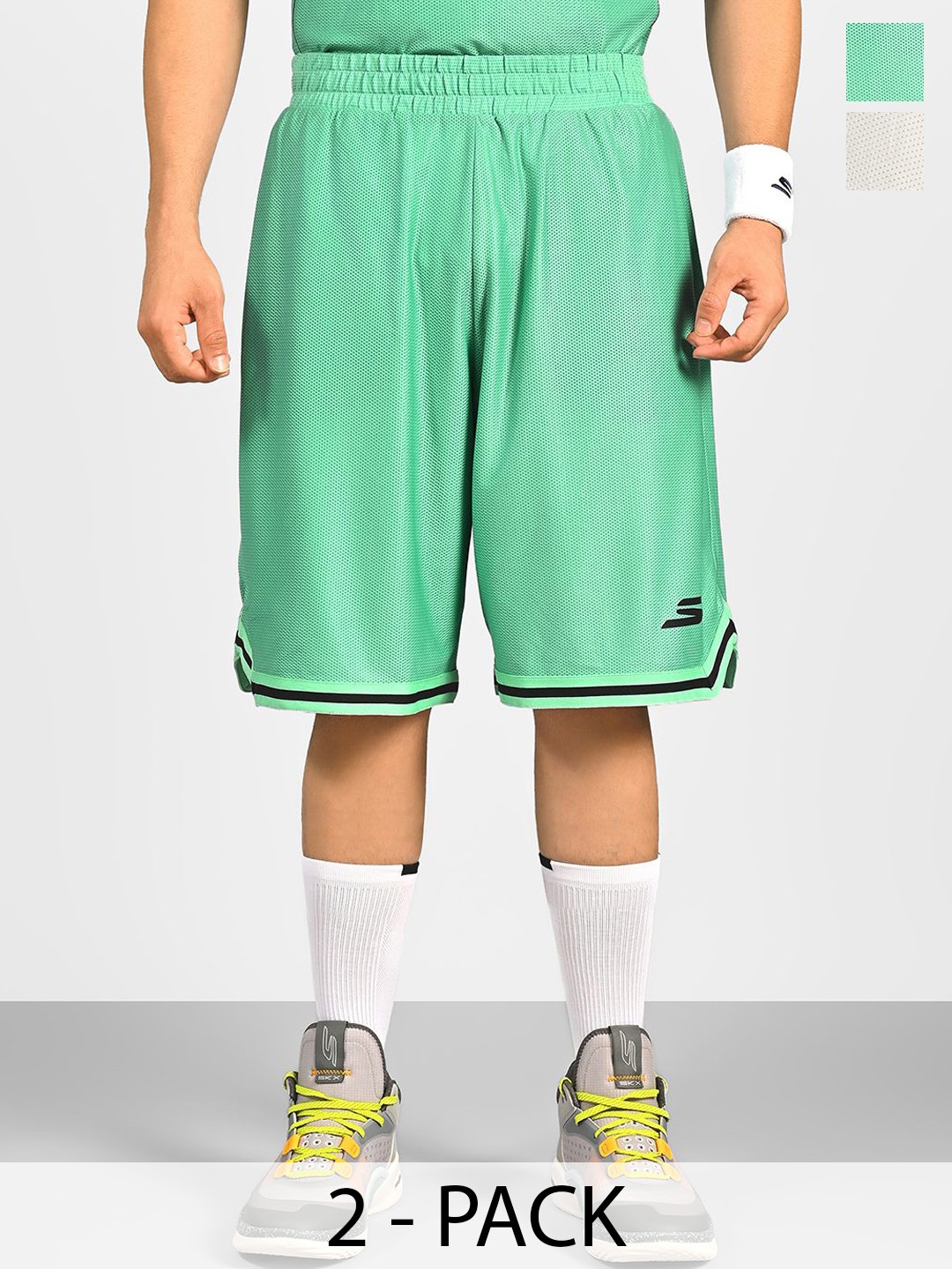 

Skechers Men Basketball Shorts, Green