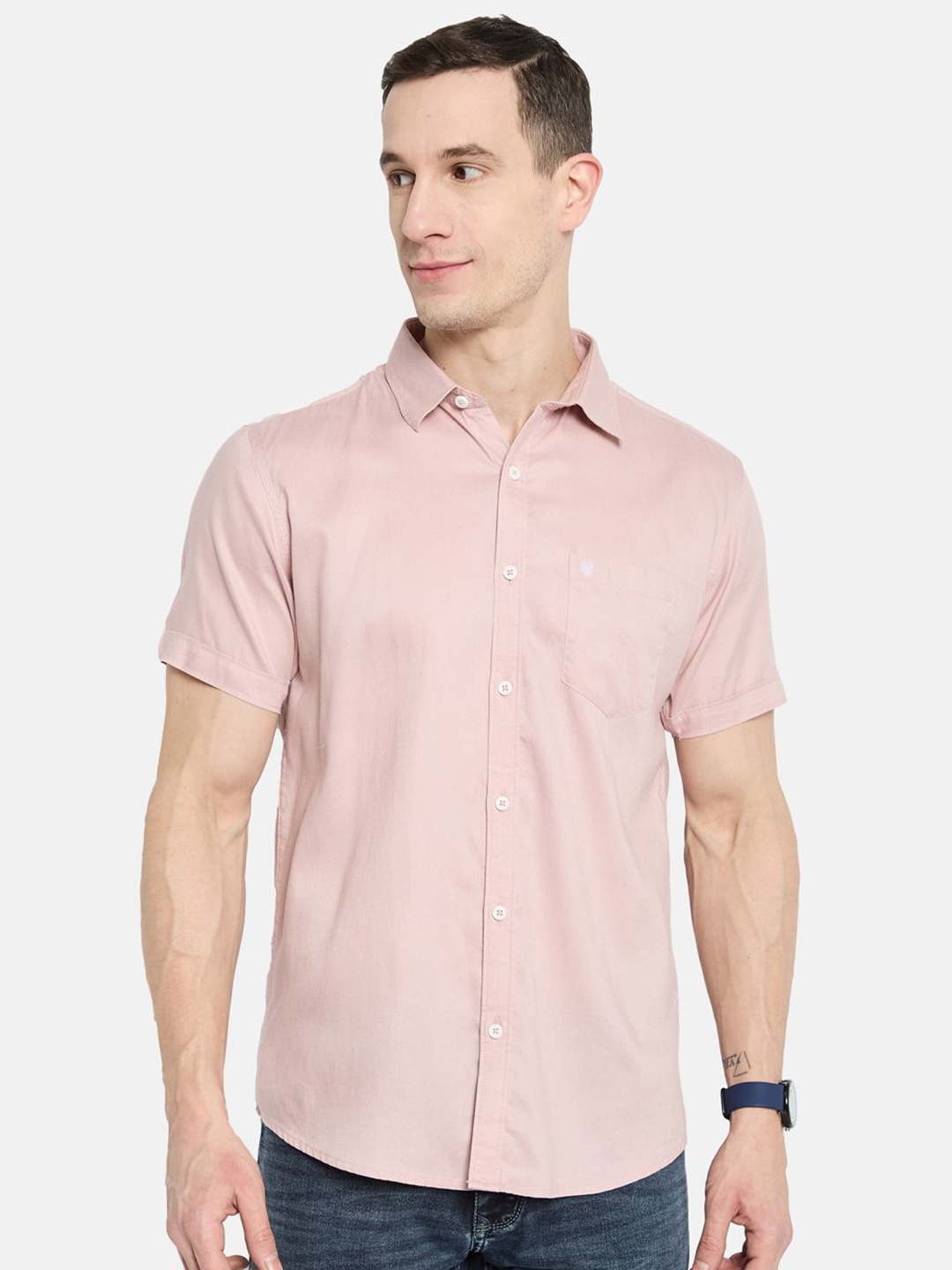 

METTLE Men Opaque Casual Shirt, Pink