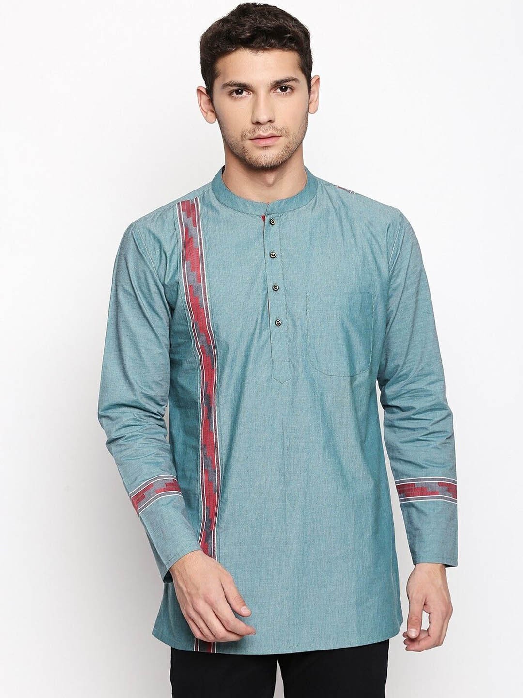 

Arch element Men Flared Sleeves Thread Work Kurta, Blue
