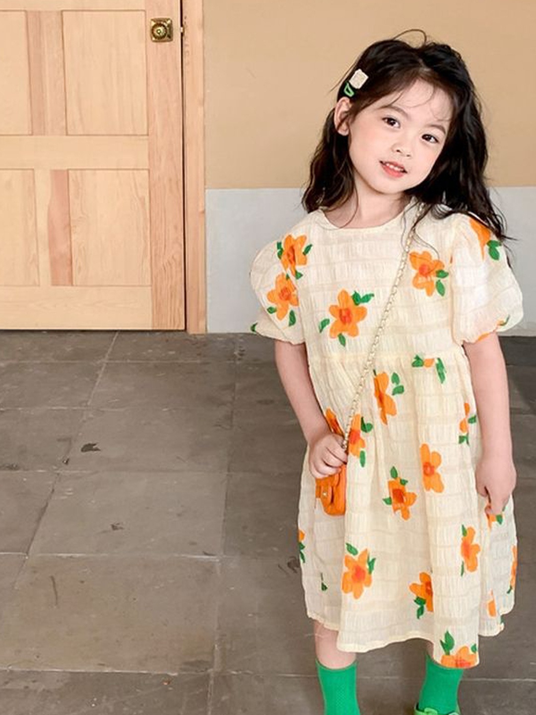 

LULU & SKY Floral Print A-Line Dress, Beige