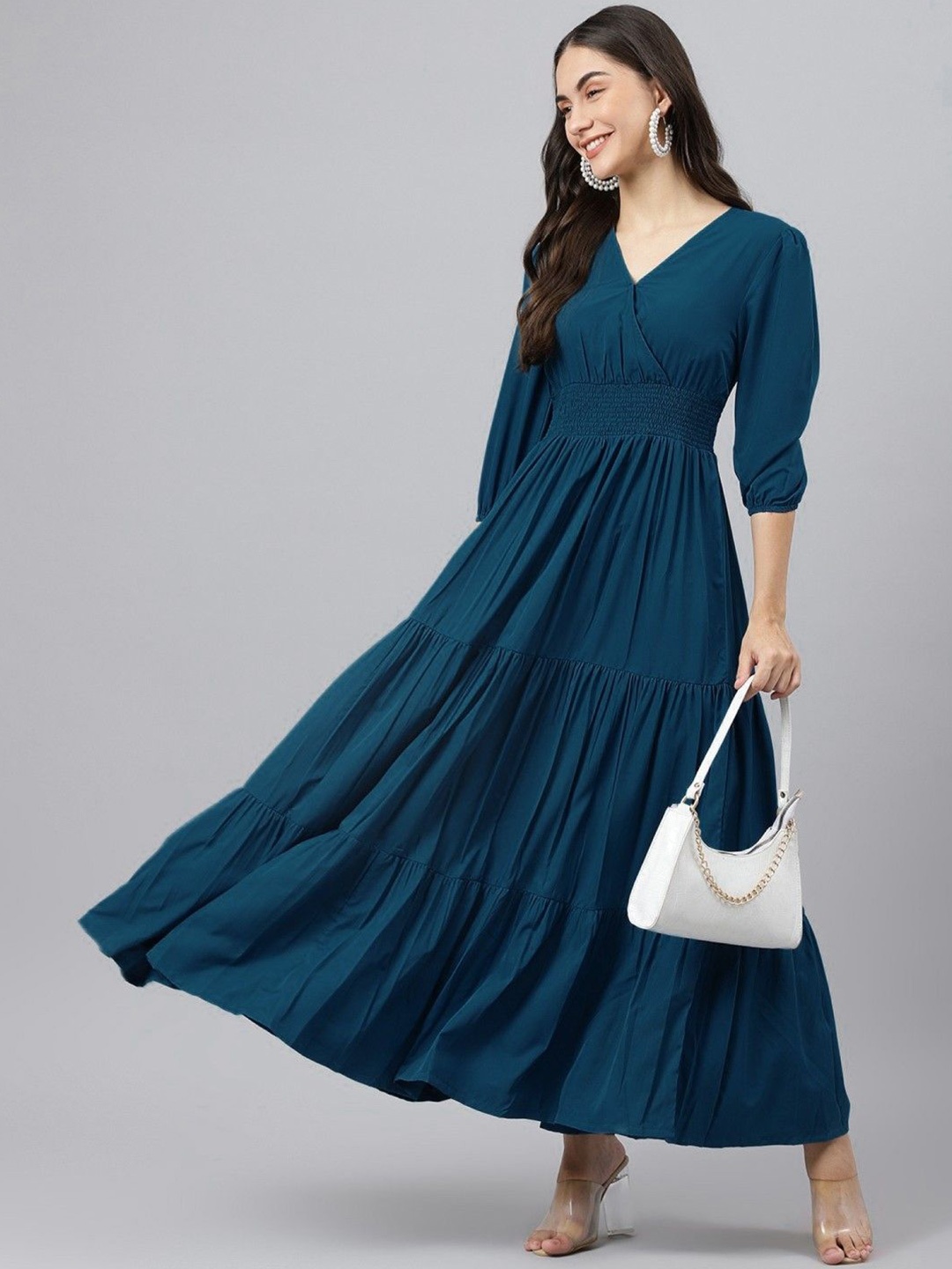 

Raiyani Fashion Applique Crepe Fit & Flare Maxi Dress, Blue