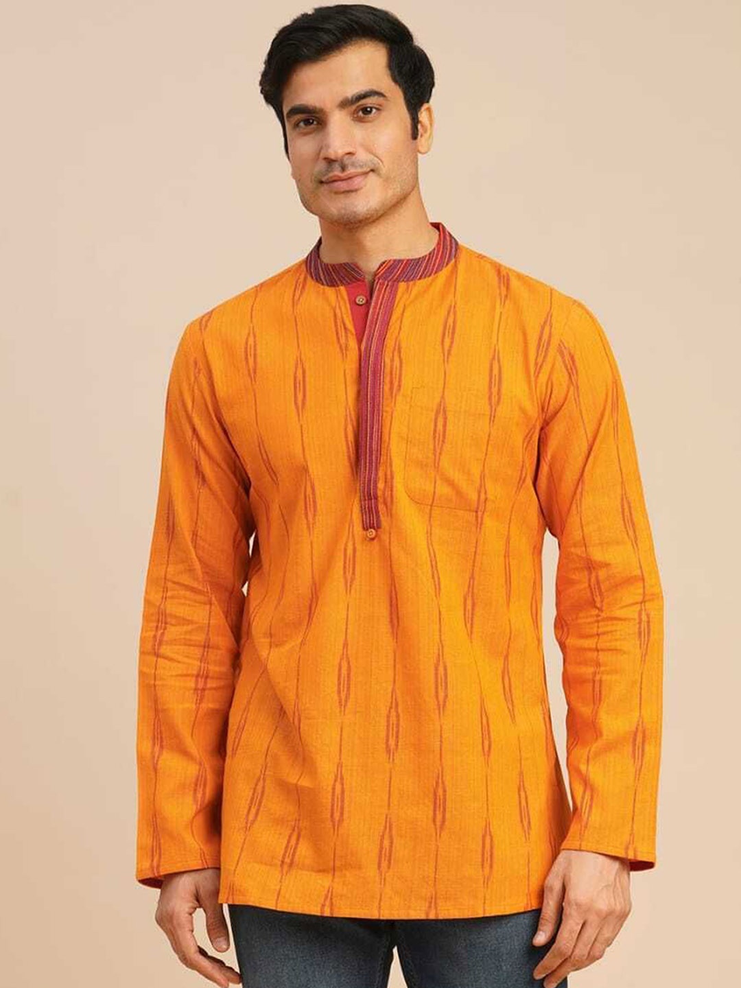 

Arch element Men Mirror Work Kurta, Yellow