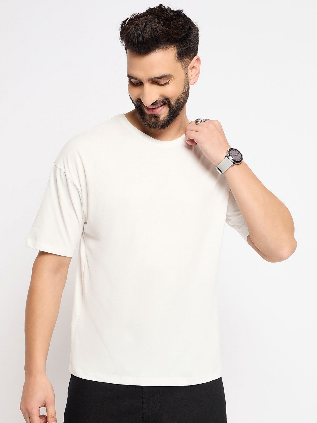

Mast & Harbour Men Typography Printed Pure Cotton Pockets T-shirt, White