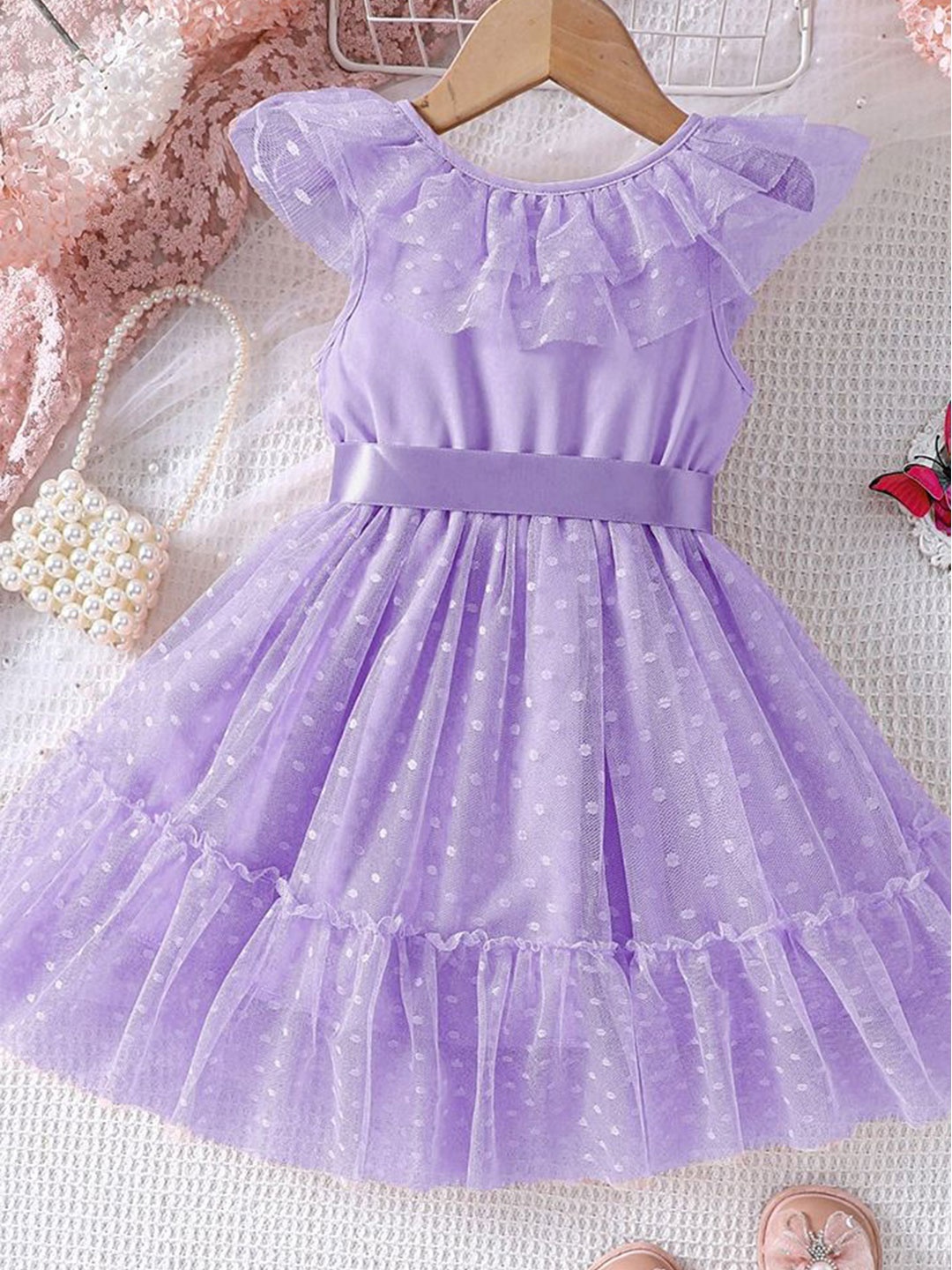 

LULU & SKY Checked Peplum Dress, Purple