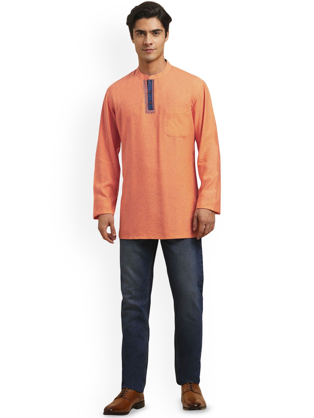 

Arch element Men Thread Work Kurta, Orange