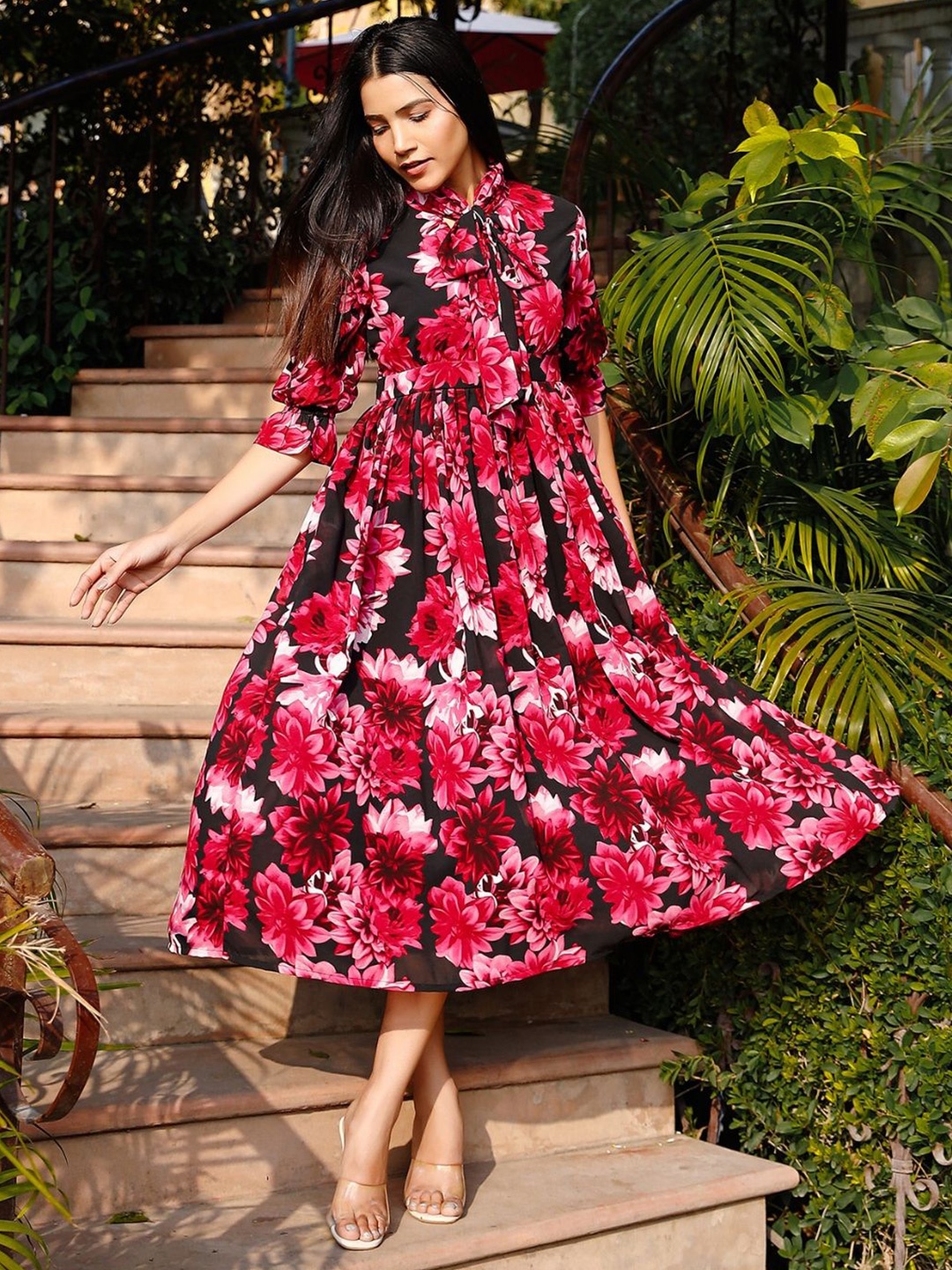 

NOUN Floral Print Georgette Fit & Flare Dress, Multi