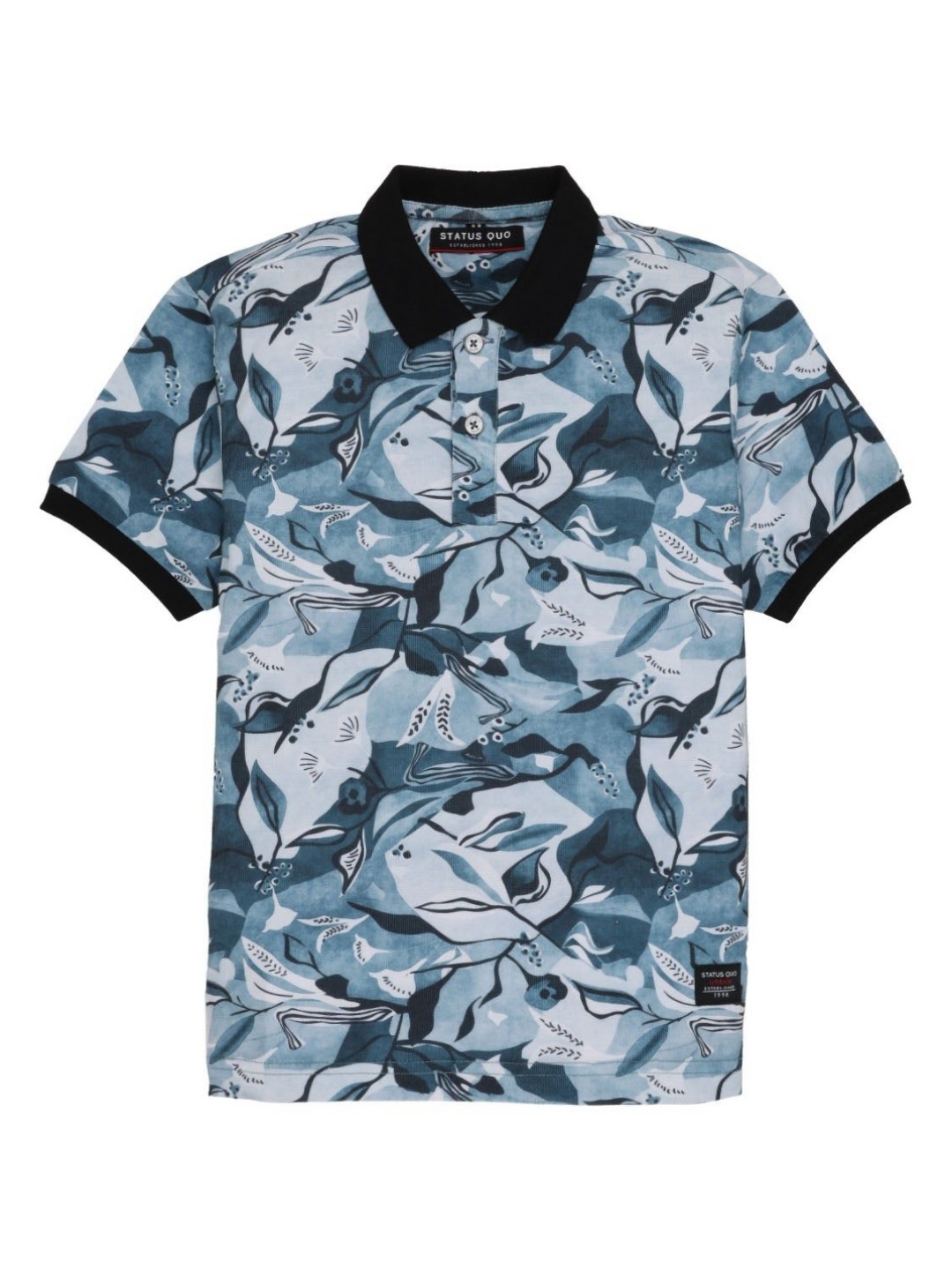 

Status Quo Boys Printed Polo Collar Tropical Pockets T-shirt, Teal