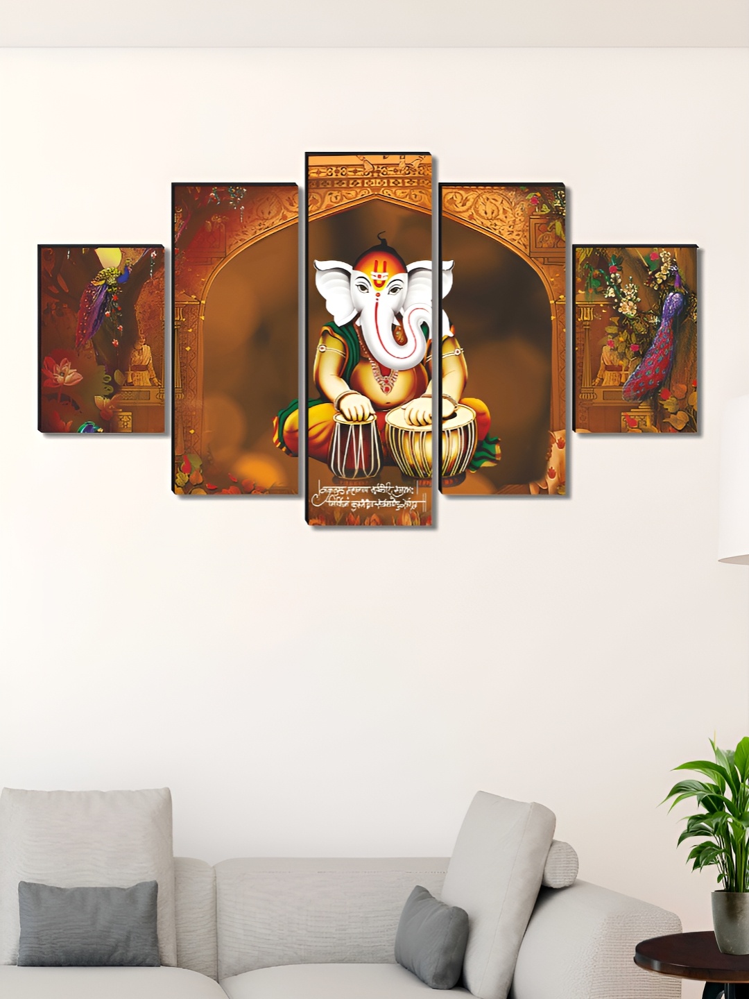 

Myntra Elegant Homes White & Green 5 Piece Wood Religious Wall Paintings