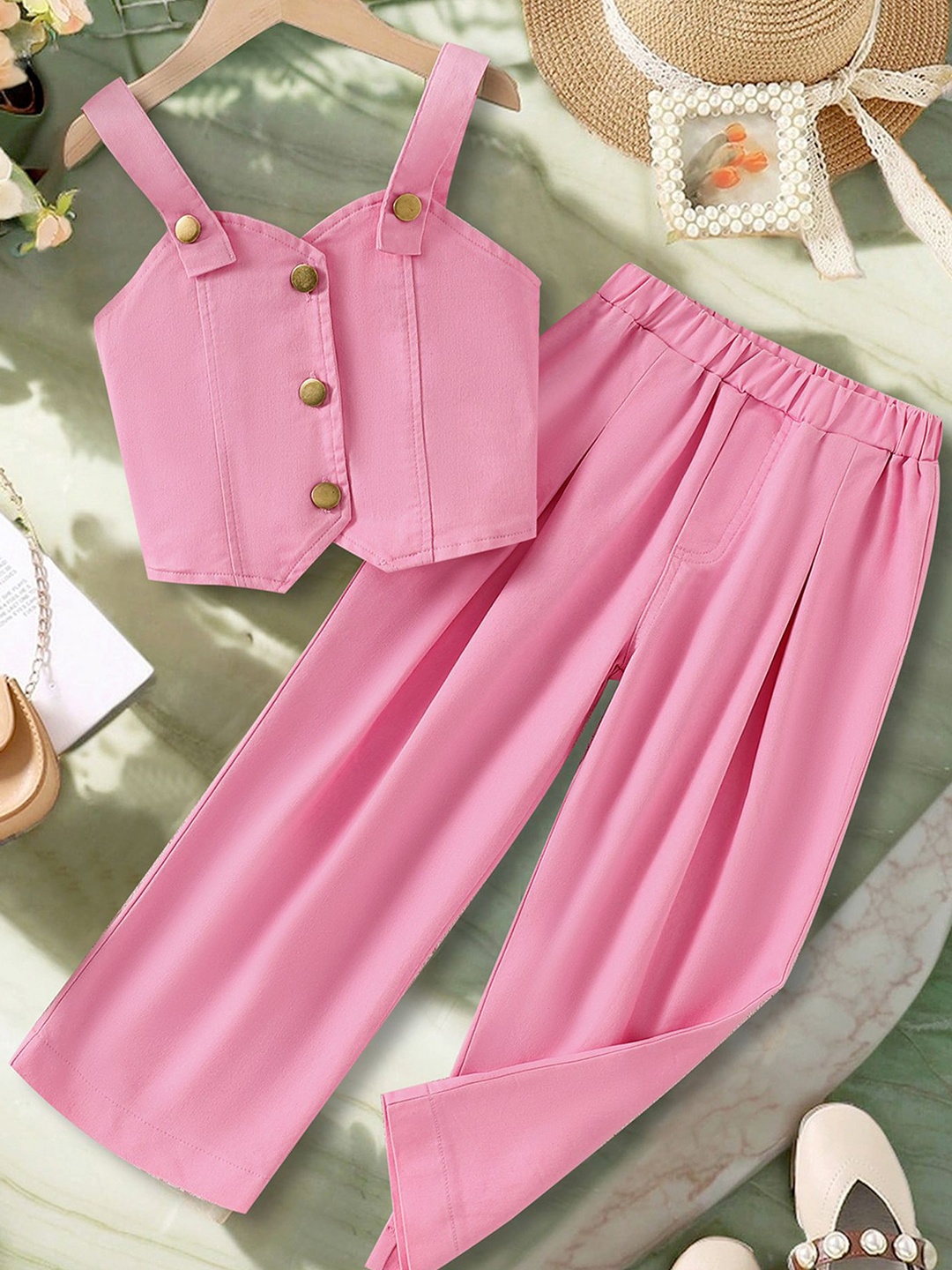

LULU & SKY Girls Top with Trousers, Pink