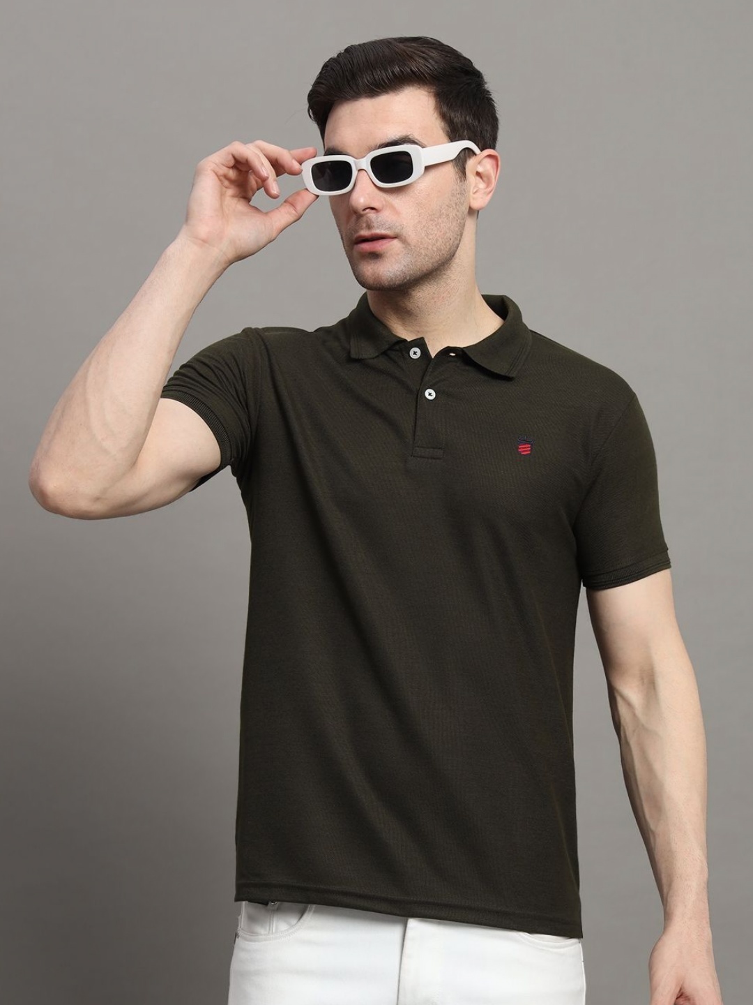 

R.ARHAN PREMIUM Men Polo Collar Pockets T-shirt, Olive