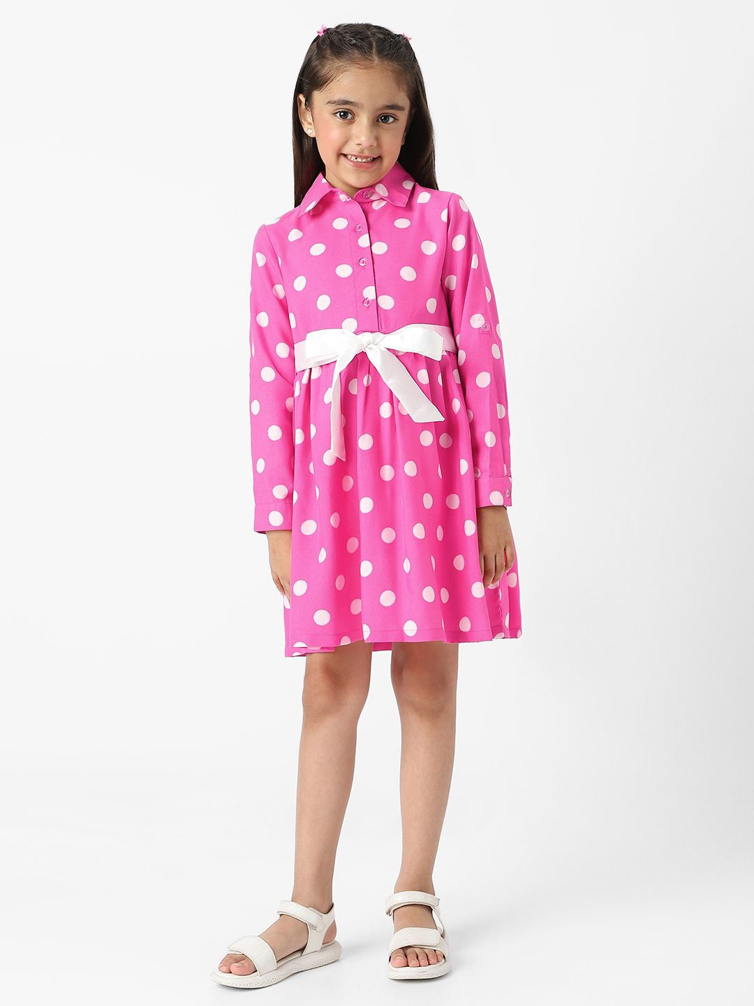 

Nauti Nati Polka Dot Print Fit & Flare Dress, Pink