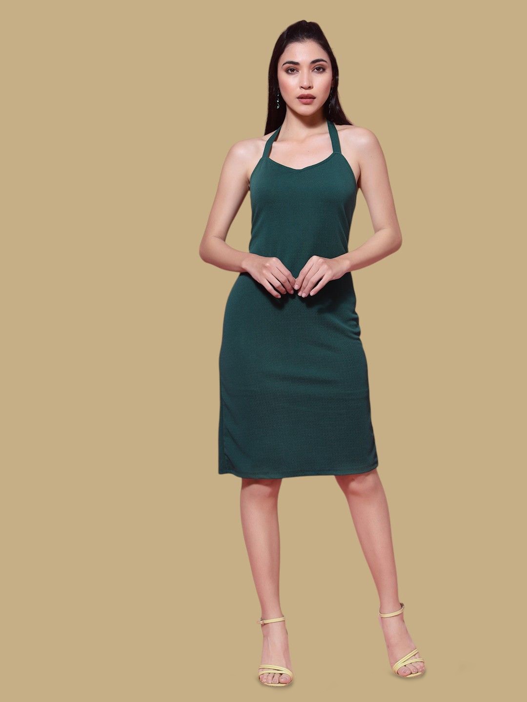 

Chemistry Halter Neck Sheath Mini Dress, Green