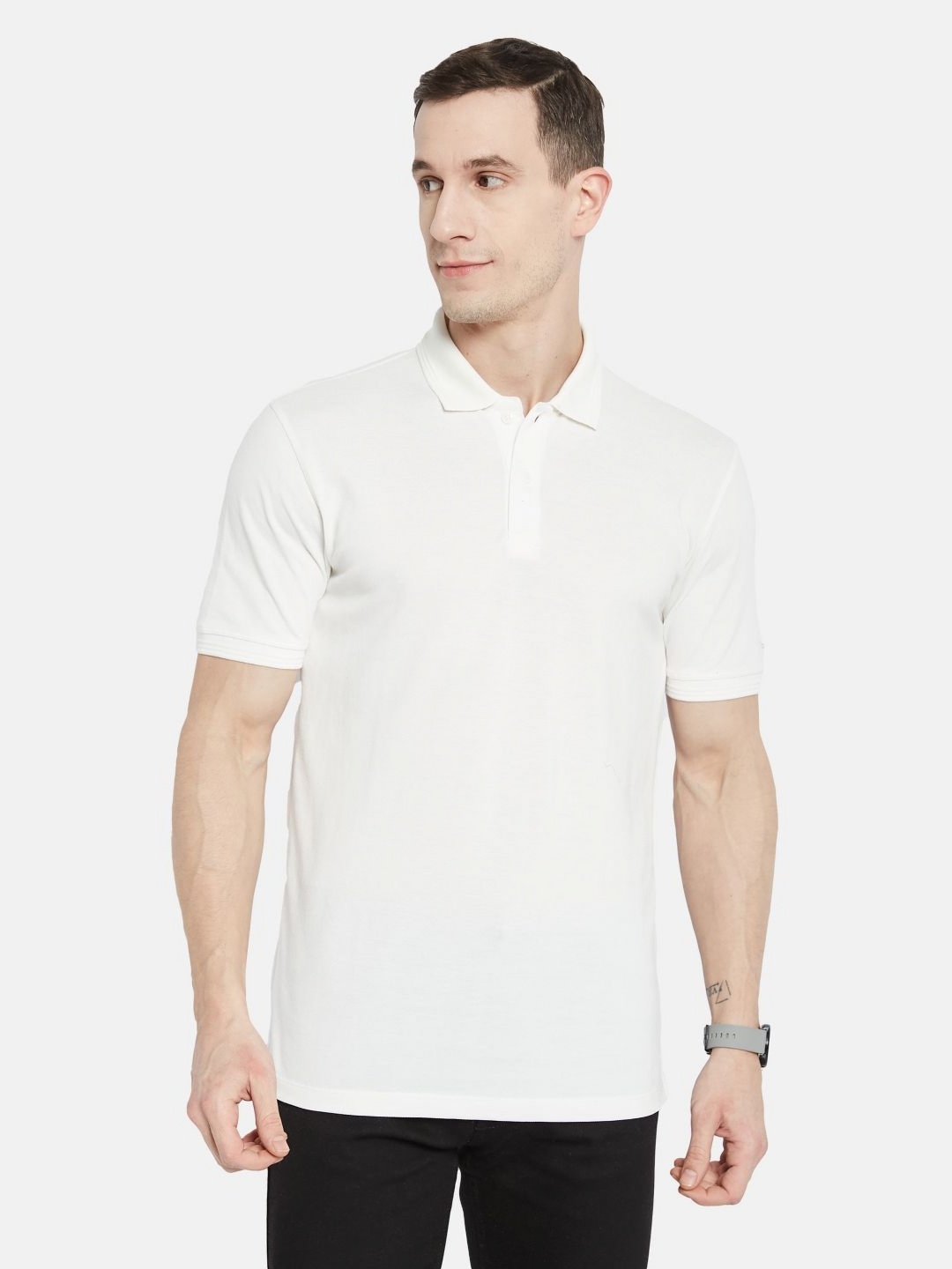 

Octave Men Polo Collar T-shirt, White