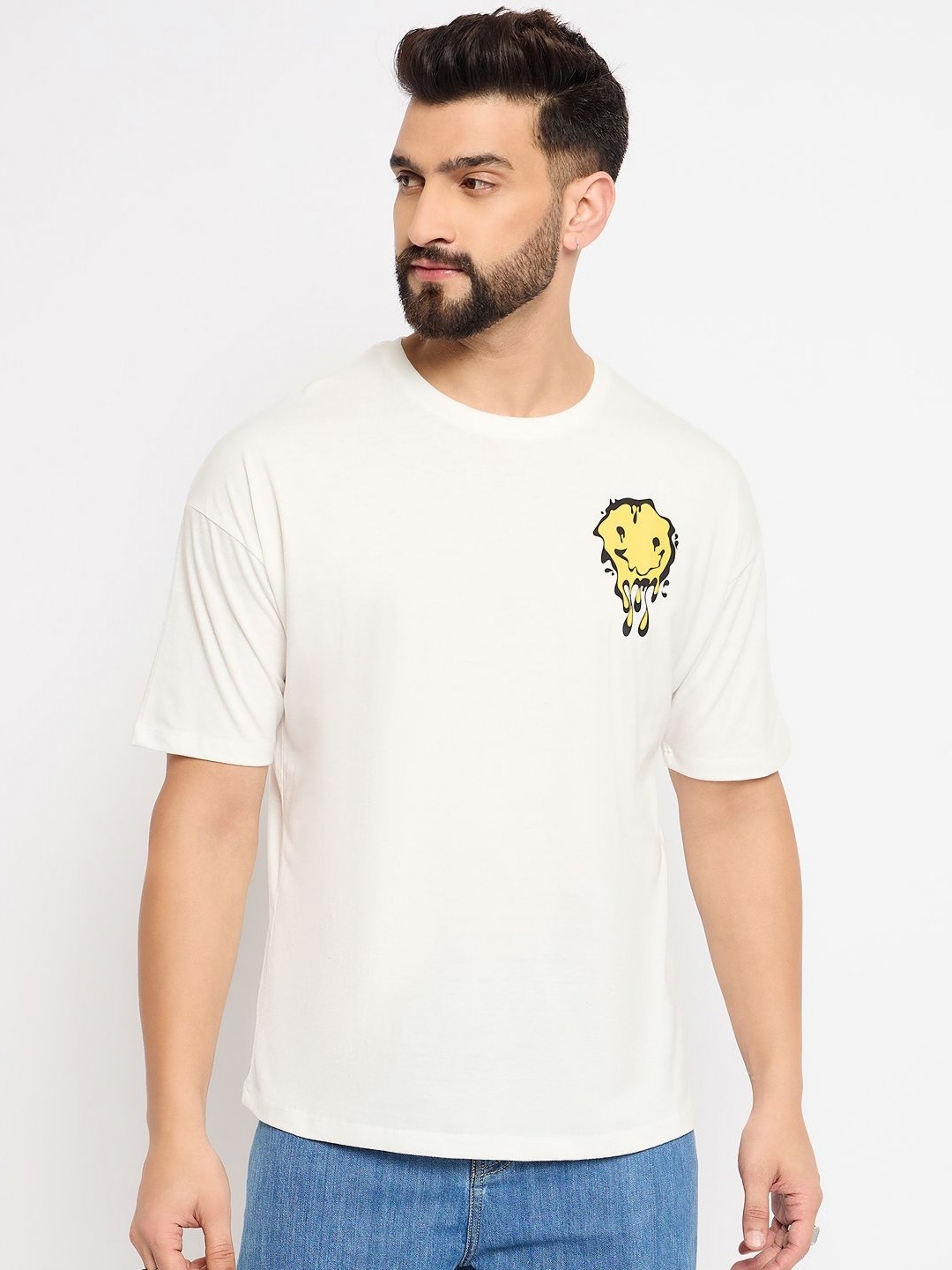 

Mast & Harbour Men Typography Printed Pure Cotton Applique T-shirt, White