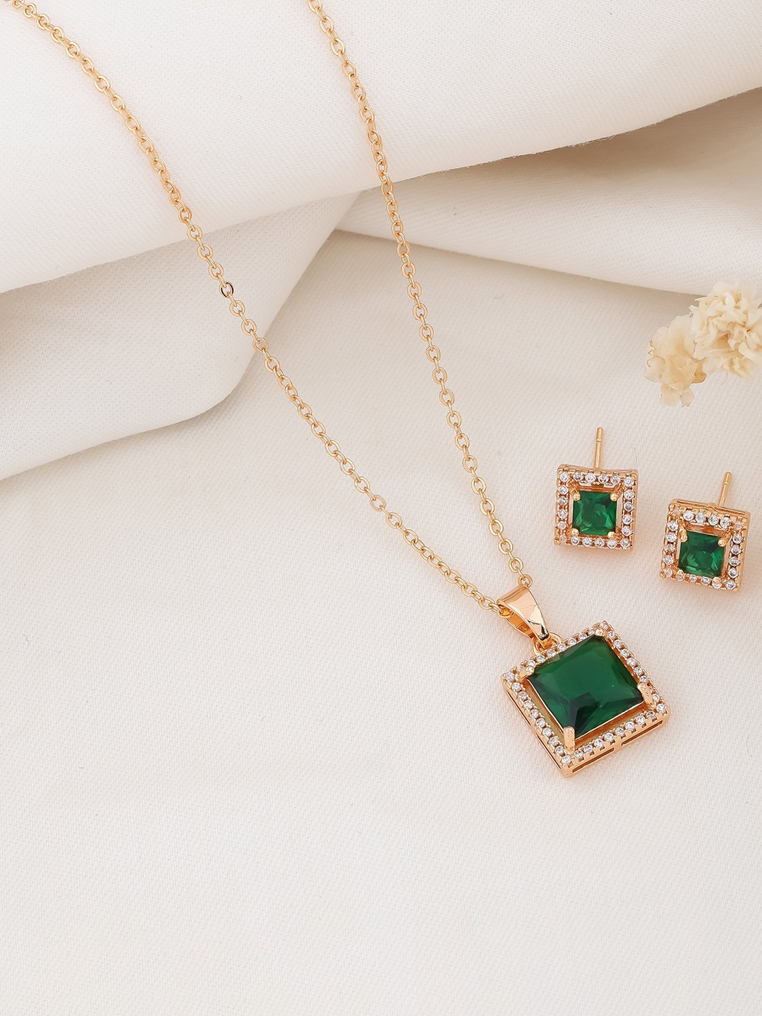 

DressBerry CZ Stone Studded Jewellery Set, Gold