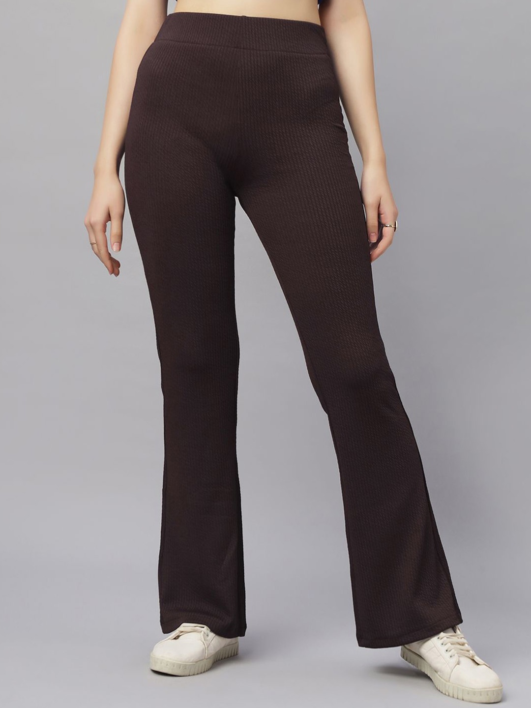 

ZUYA Women Loose Fit High-Rise Trousers, Brown