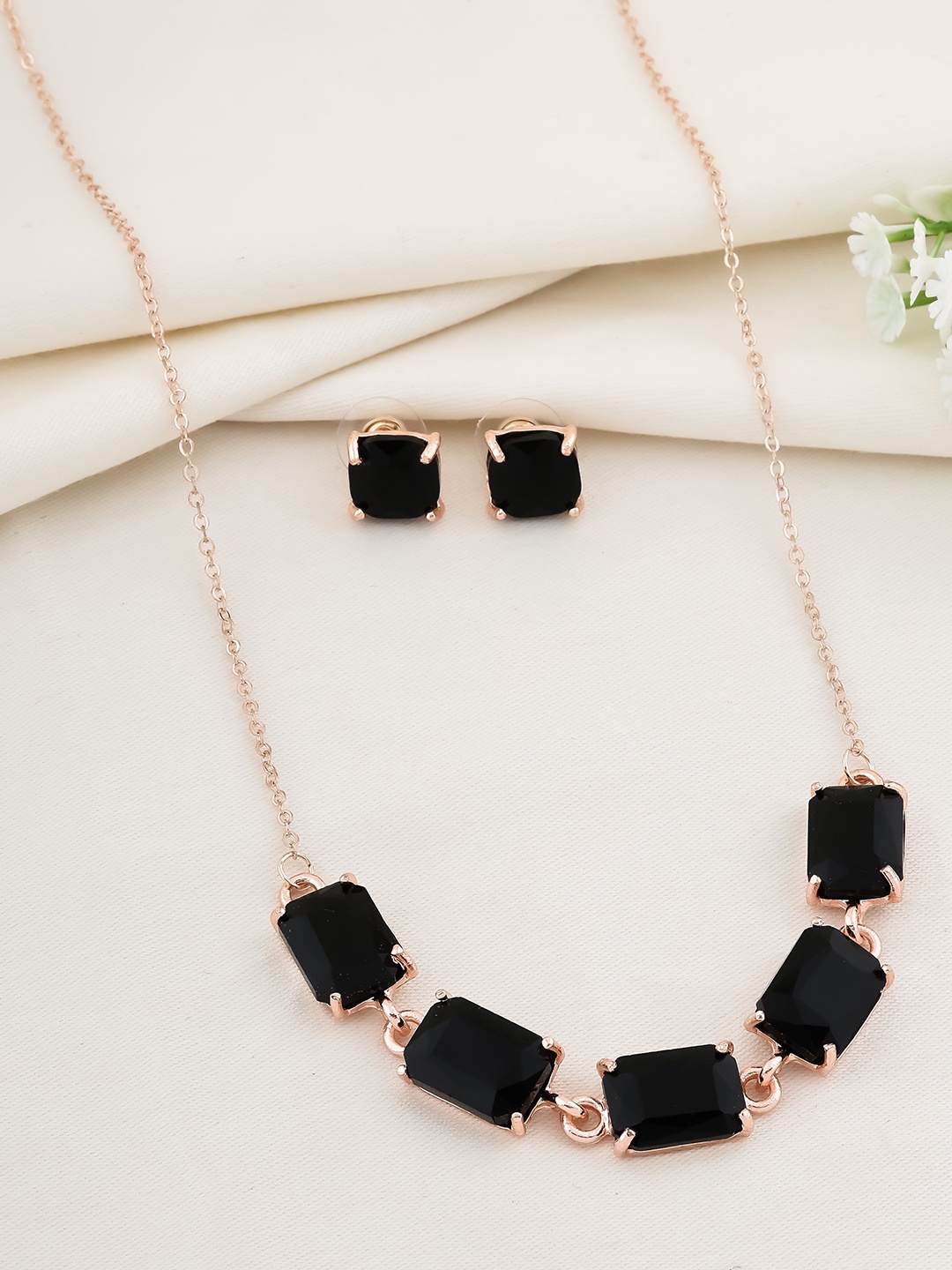 

DressBerry Stone Studded Jewellery Set, Rose gold