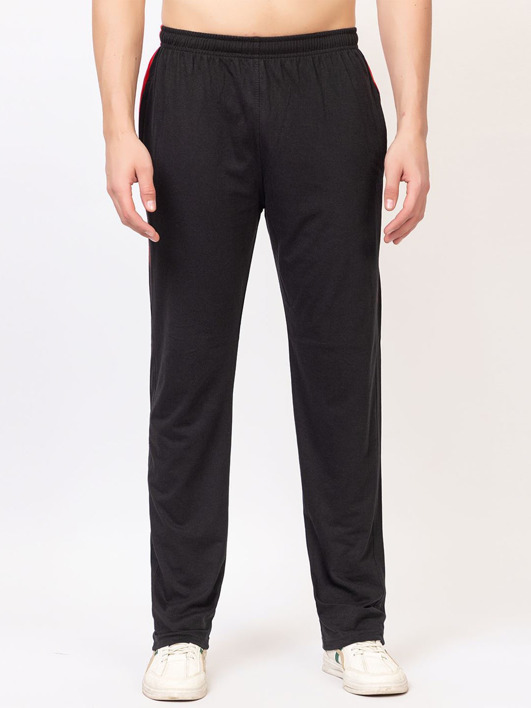 

SZN Men Cotton Mid Rise Track Pants, Black