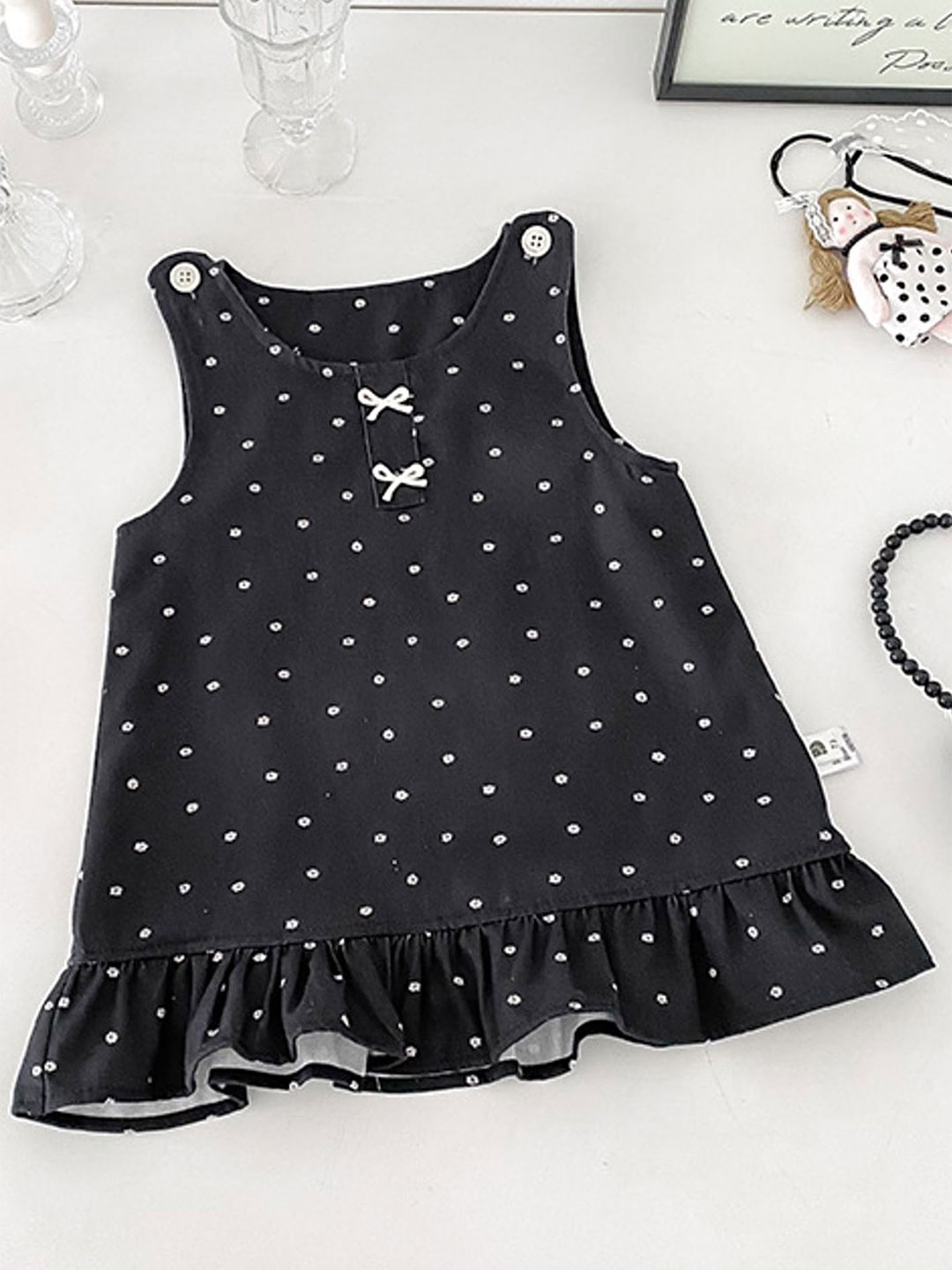 

LULU & SKY Polka Dot Print A-Line Dress, Black